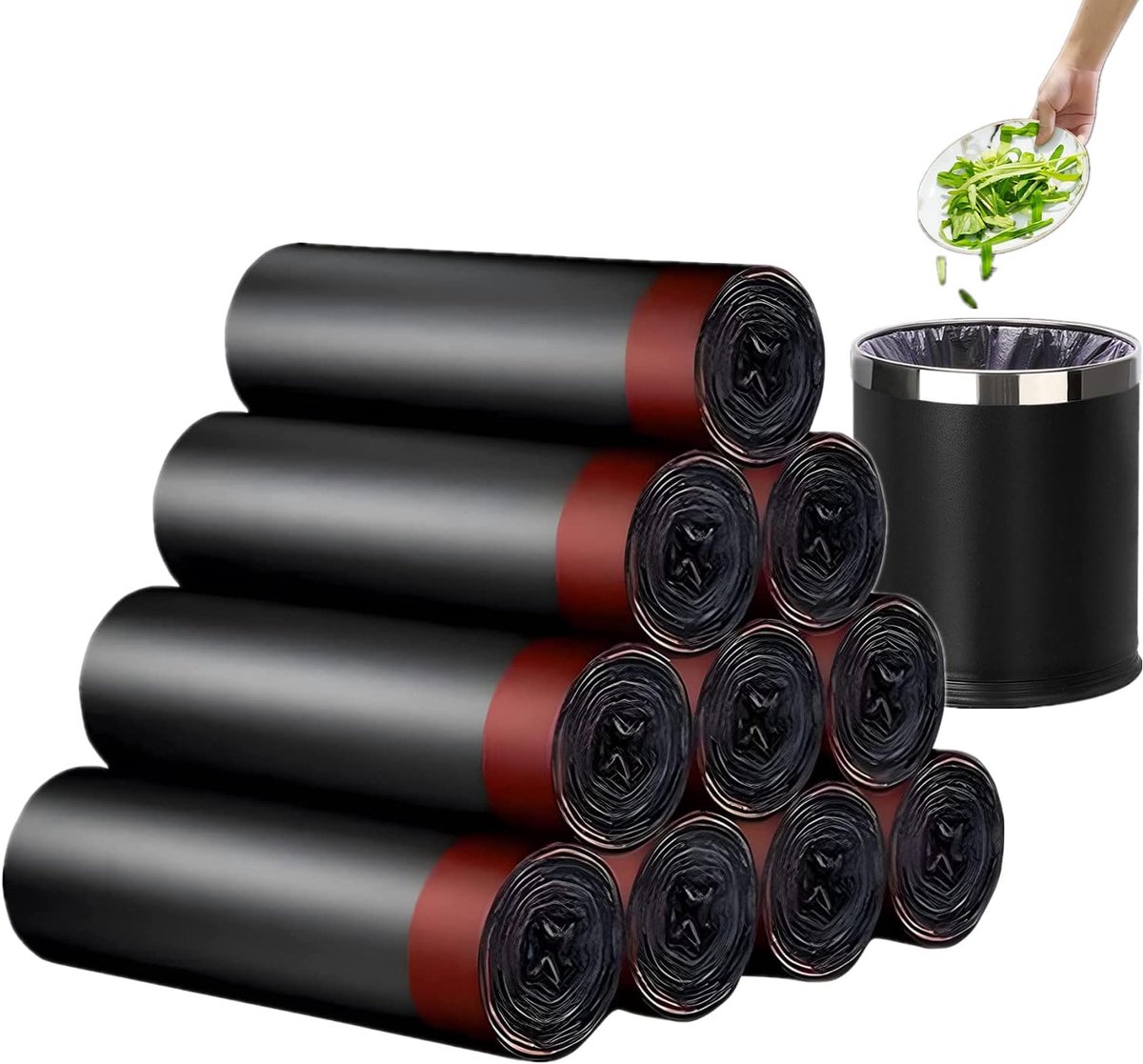 SnelShoppen - 15-20L Vuilniszakken met Trekhandvatten - Sterke Zwarte Afvalzakken voor Badkamer, Keuken, Tuin - 10x12 Stuks - Ideaal voor Feesten en C