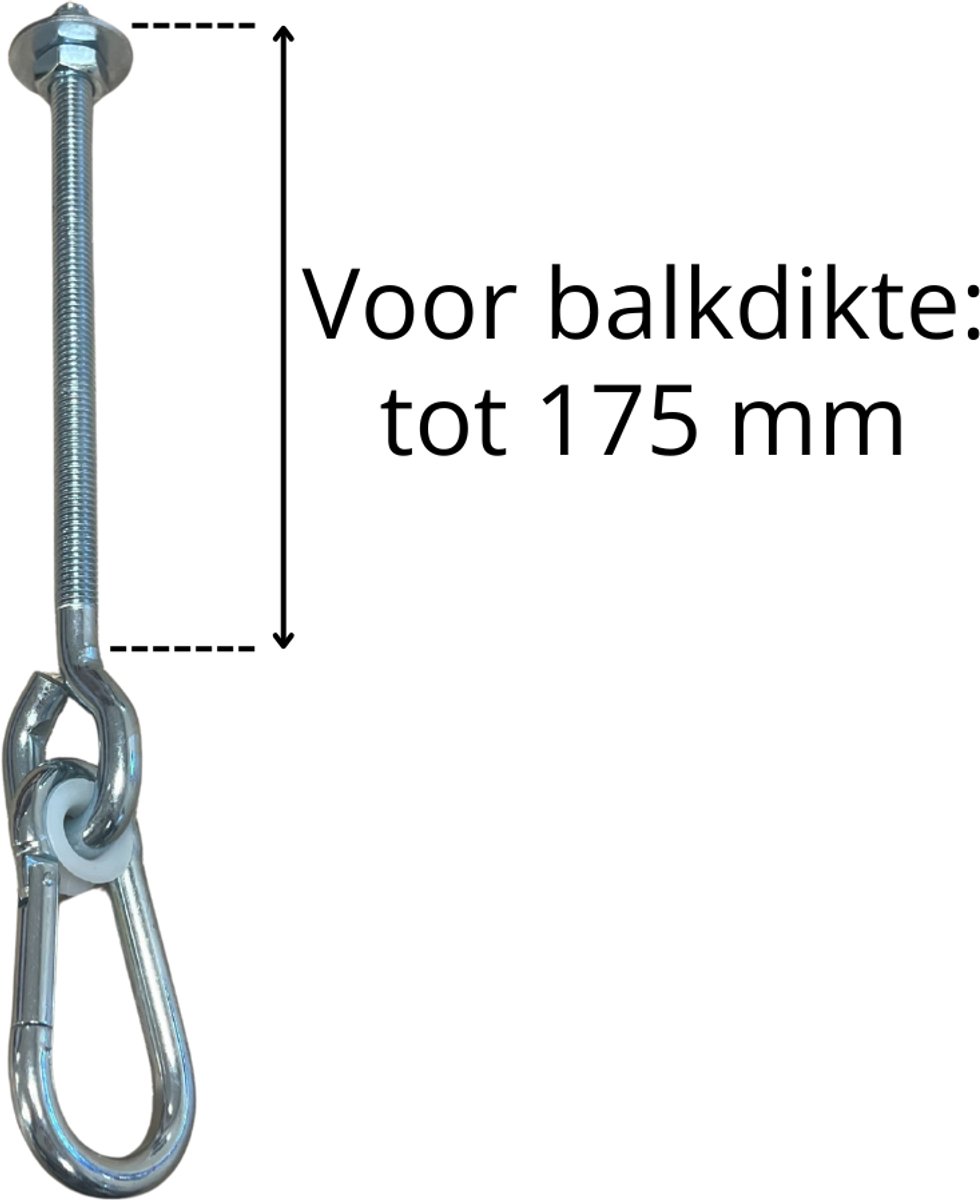B-Play Schommelhaak - Karabijnhaak - Volledig Draad - M12 190 mm (1 stuk)