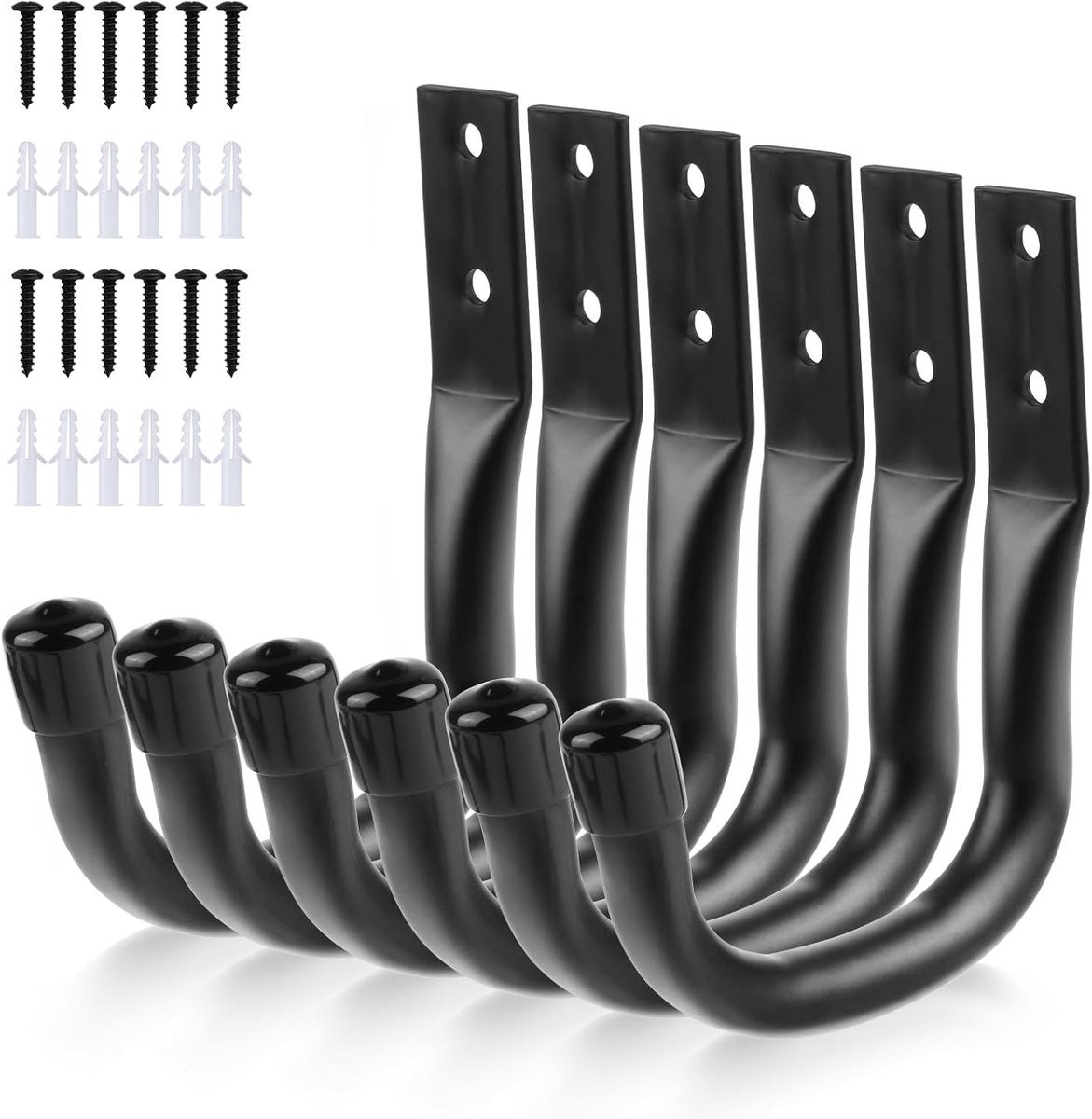SnelShoppen - Heavy Duty Wandhaak Set - 6 Stuks Garage Opslaghaken - Multifunctionele J Haken voor Tuin Gereedschap, Fietsen, Sportuitrusting, Camping