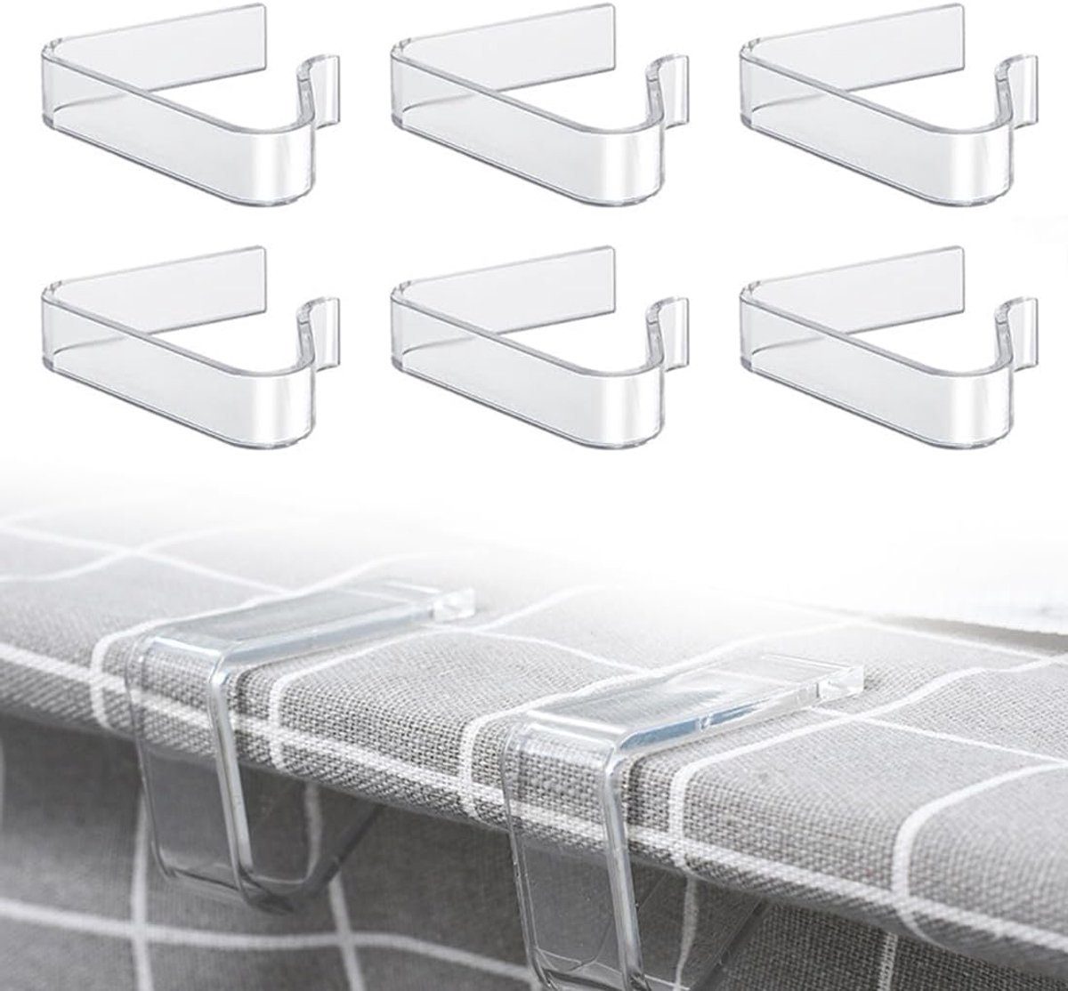 SnelShoppen - 6 Stuks Tafelkleed Klemmen - Antislip Stevige Doorzichtige Plastic Tafelklee