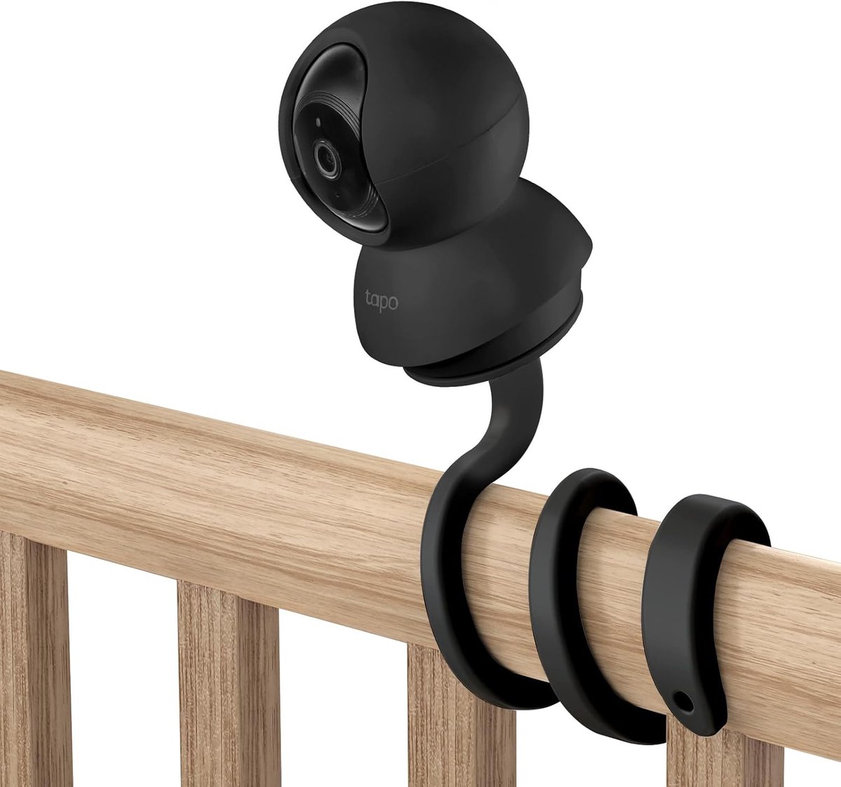 SnelShoppen - Baby Monitor Flexibele Houder voor WLAN IP Camera - Geschikt voor Tapo C200/C210/C220/C201/C202 - Zwart - Stabiel en Veilig - Silicone M