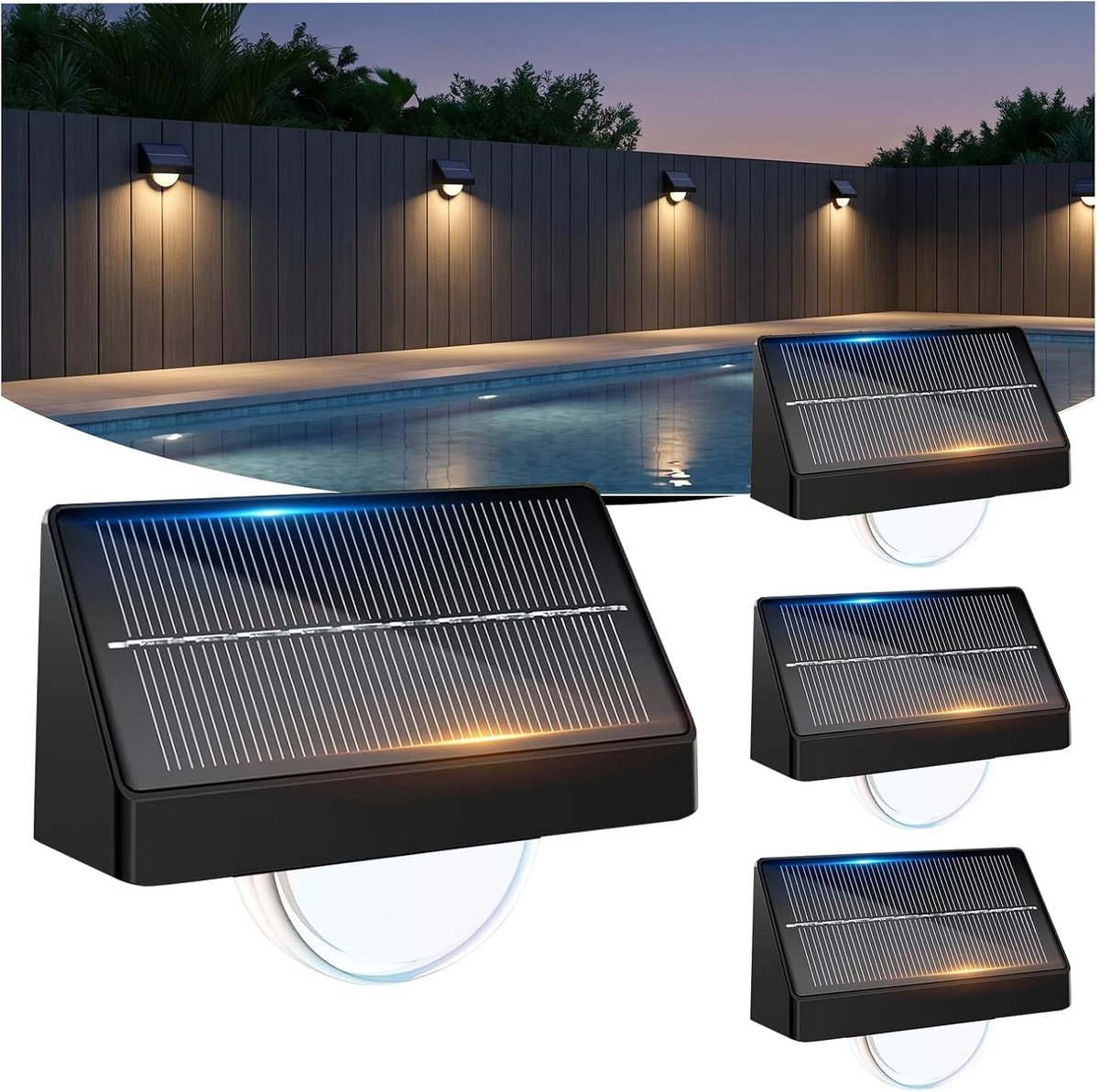 SnelShoppen - 4x Solar Tuinverlichting voor Buiten met 8 Kleuren en 3 Modi - IP65 Weerbestendige Solar Lampen voor Terras, Trappen en Hekken - Ideaal
