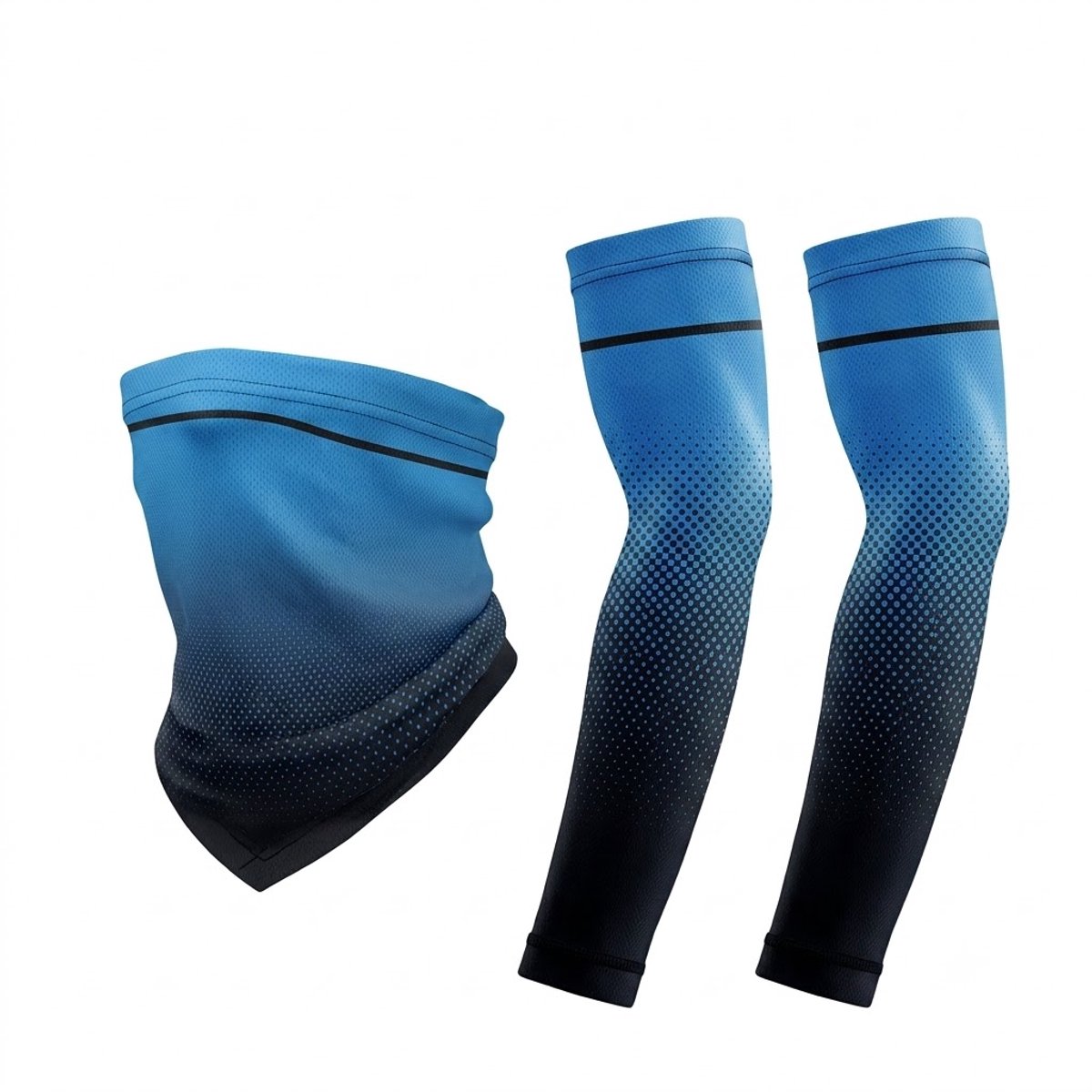 Donkerblauw zwart armstukken armmouwen voor dames en heren met gezichtsmasker zonbescherming verkoelende armcovers sport mouwen voor fietsen vissen hardlopen wandelen en buitenactiviteiten 3 delige set