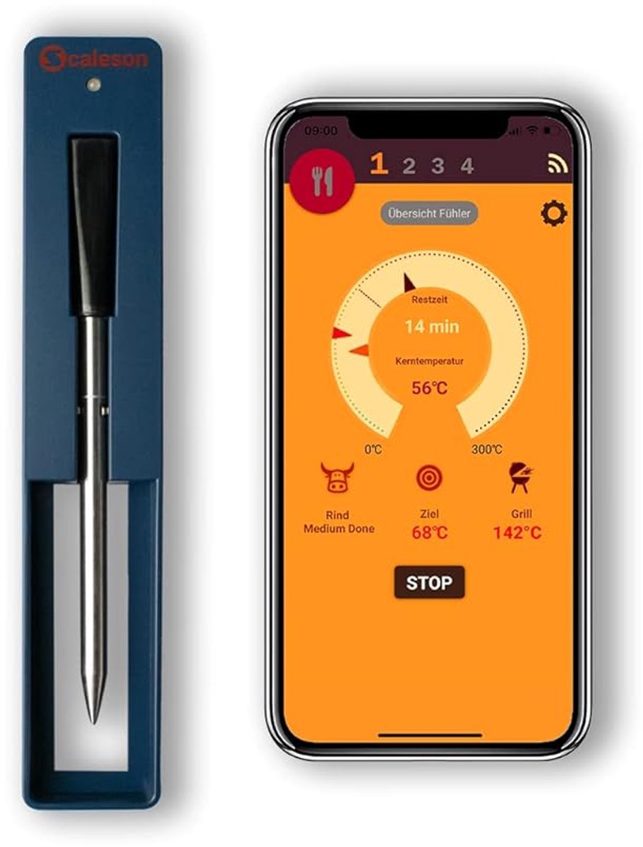 SnelShoppen - Draadloze Grill en Roosterthermometer - S410 met App Connectiviteit, 10 Meter Bereik, Snelle Oplaadtijd in Slechts 5 Minuten voor Perfec