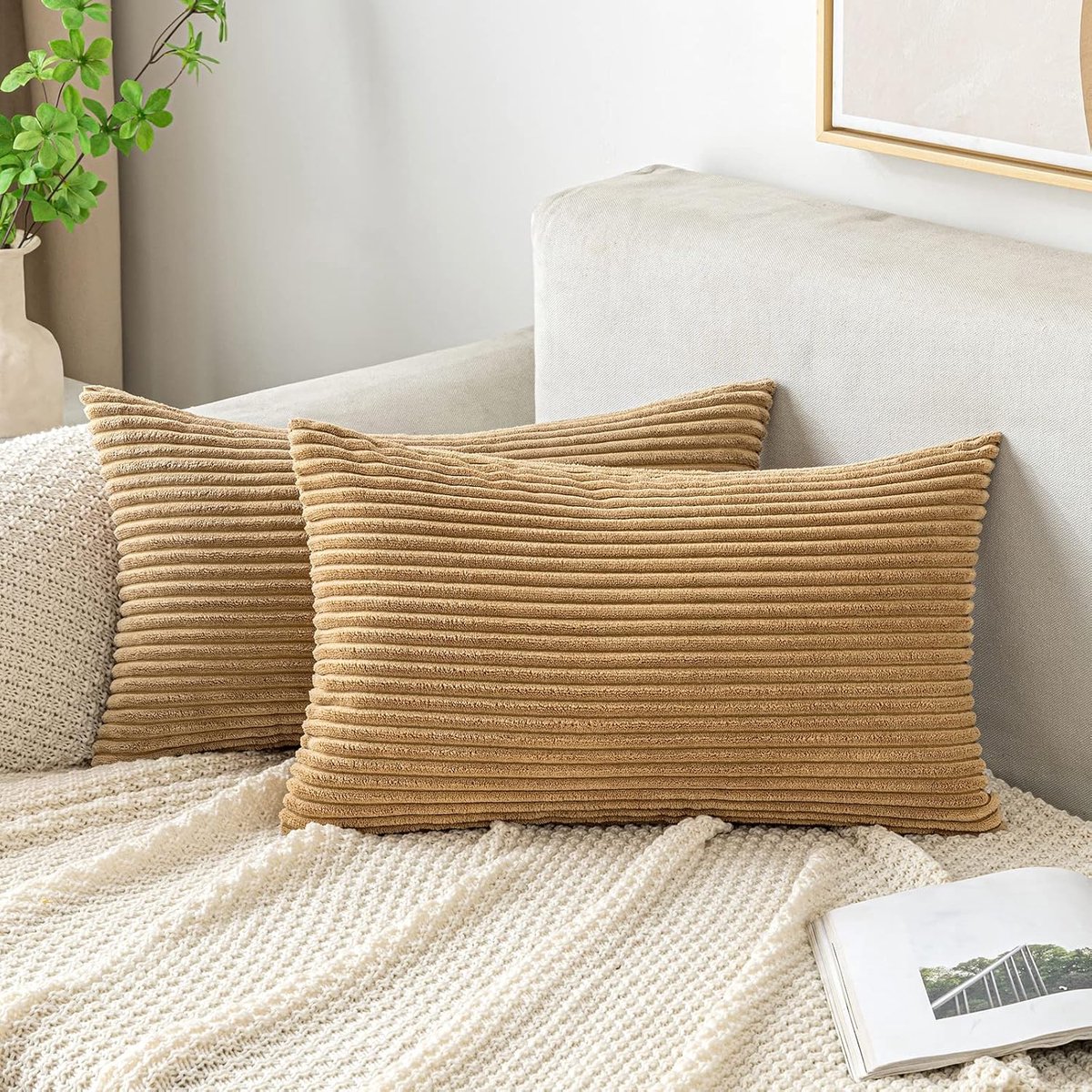 Kussensloop - Corduroy - Decoratief - Taupe 30x50 cm
