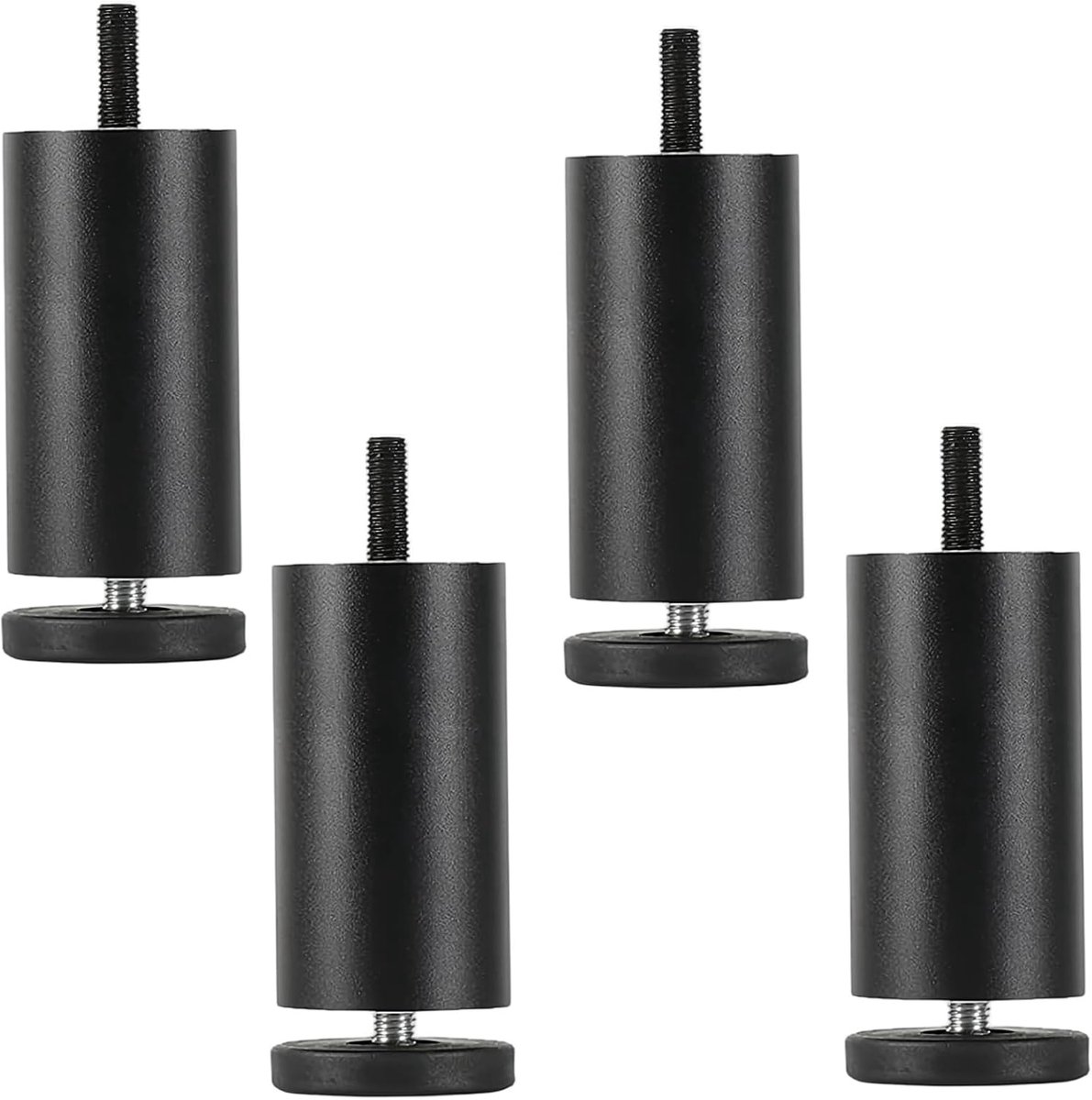 SnelShoppen - 4 Stuks Meubelpoten Aluminium Leggen, 10 cm Hoogte Verstelbaar tot 8 mm, Zwarte Meubelpoten voor Bank, Bureau, Kasten, Kasten