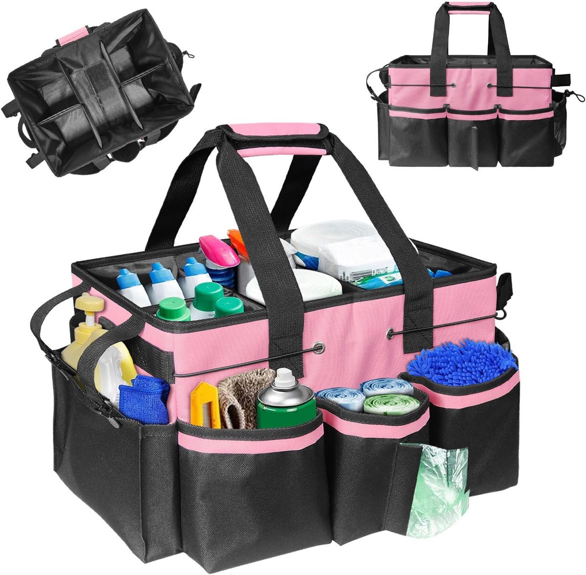 SnelShoppen - Schoonmaak Caddy Tas Draagbaar met Handvat en Schouderbanden, Organisatie Tool voor Schoonmaakmiddelen, 17.7 x 10.2 x 9.1 inch, Ideaal v