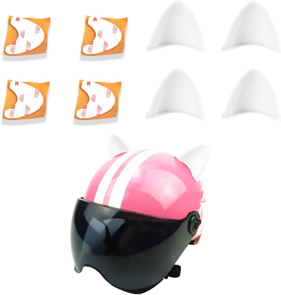 SnelShoppen - 4 Stuks Decoratieve Oren voor Motorhelm, Schattige Kat Oren, Ornamenten voor Motorhelm, Cat Helmet voor Fietsen, Skiën en Motor, Motorac