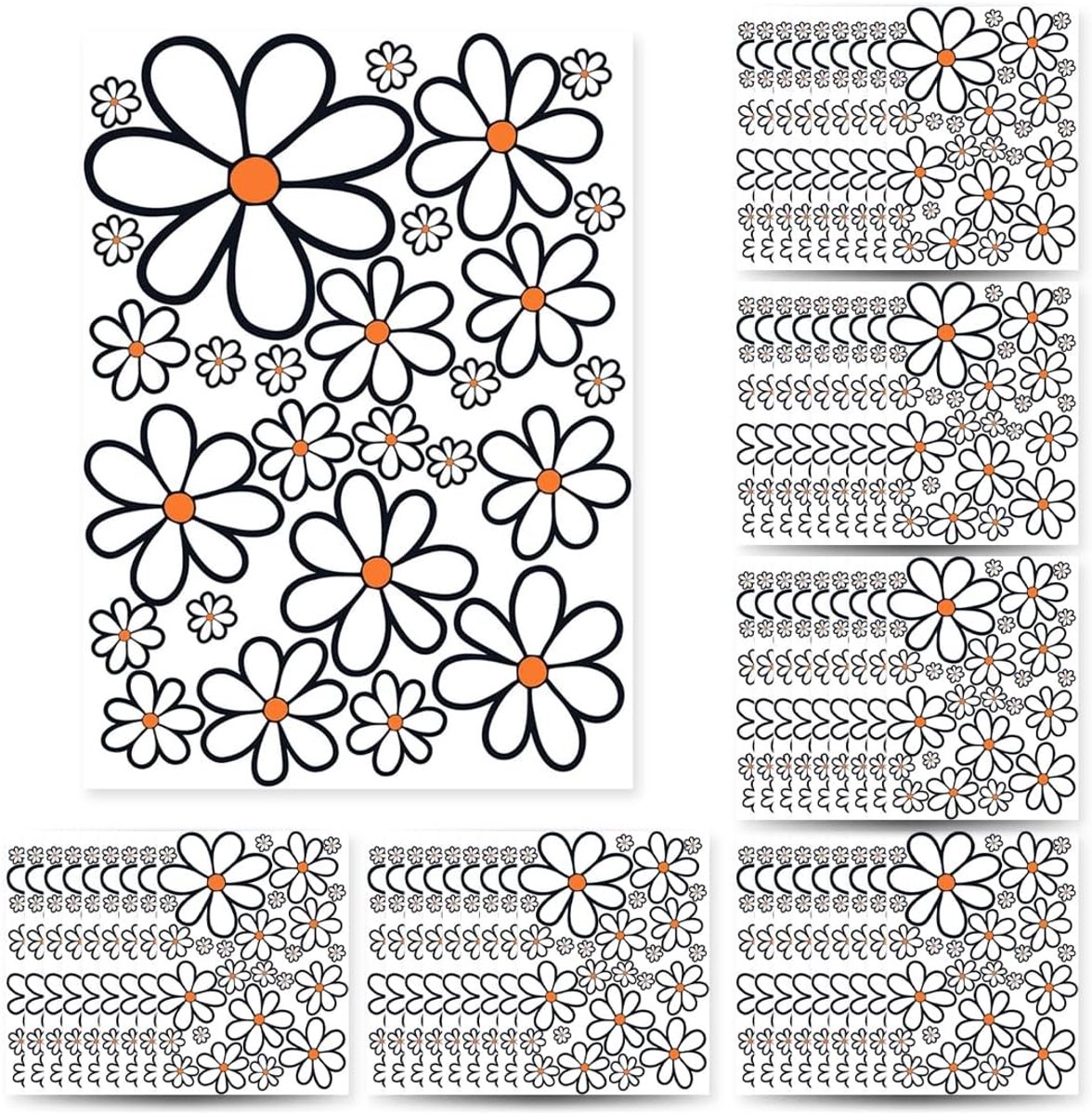 SnelShoppen - 54 Stuks Auto Stickers Bloemen Daisy Stickers voor Auto en Motorfiets, Kleurige en Luminous Decoratie, Perfecte Cadeau voor Autoliefhebb