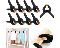 10 Stuks Veerklemmen – Sterke Multifunctionele Klemmen voor Houtbewerking, Fotostudio’s & Zeilen – 3 cm Opening, 6.5 cm Lengte – Oranje/Zwart
