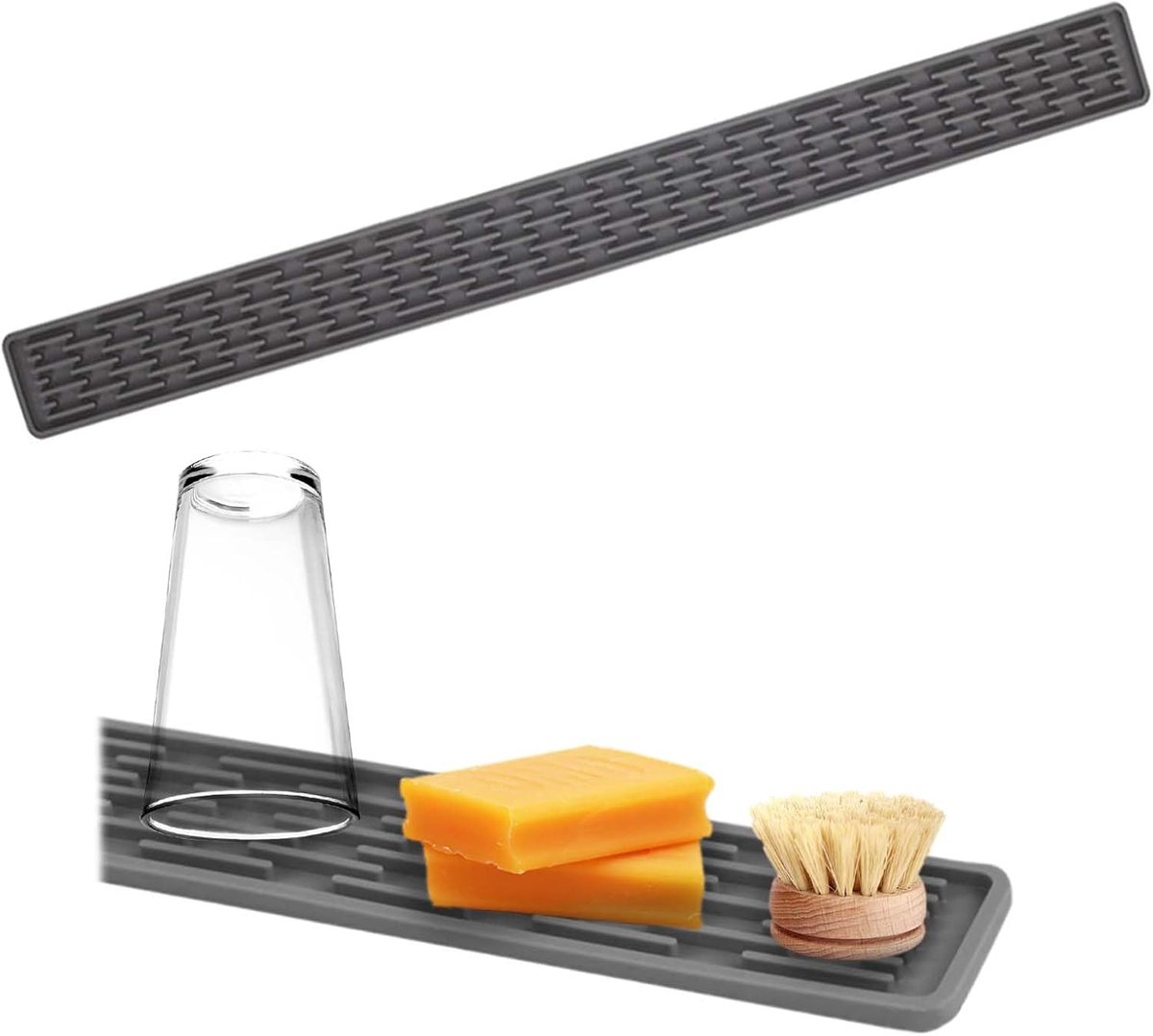 SnelShoppen - 70 x 5 cm Slim Silicone Droogmat - Afwasmat met Spatbescherming voor de Gootsteen - Smalle Bar Mat - Herbruikbaar en Niet-slip Siliconen