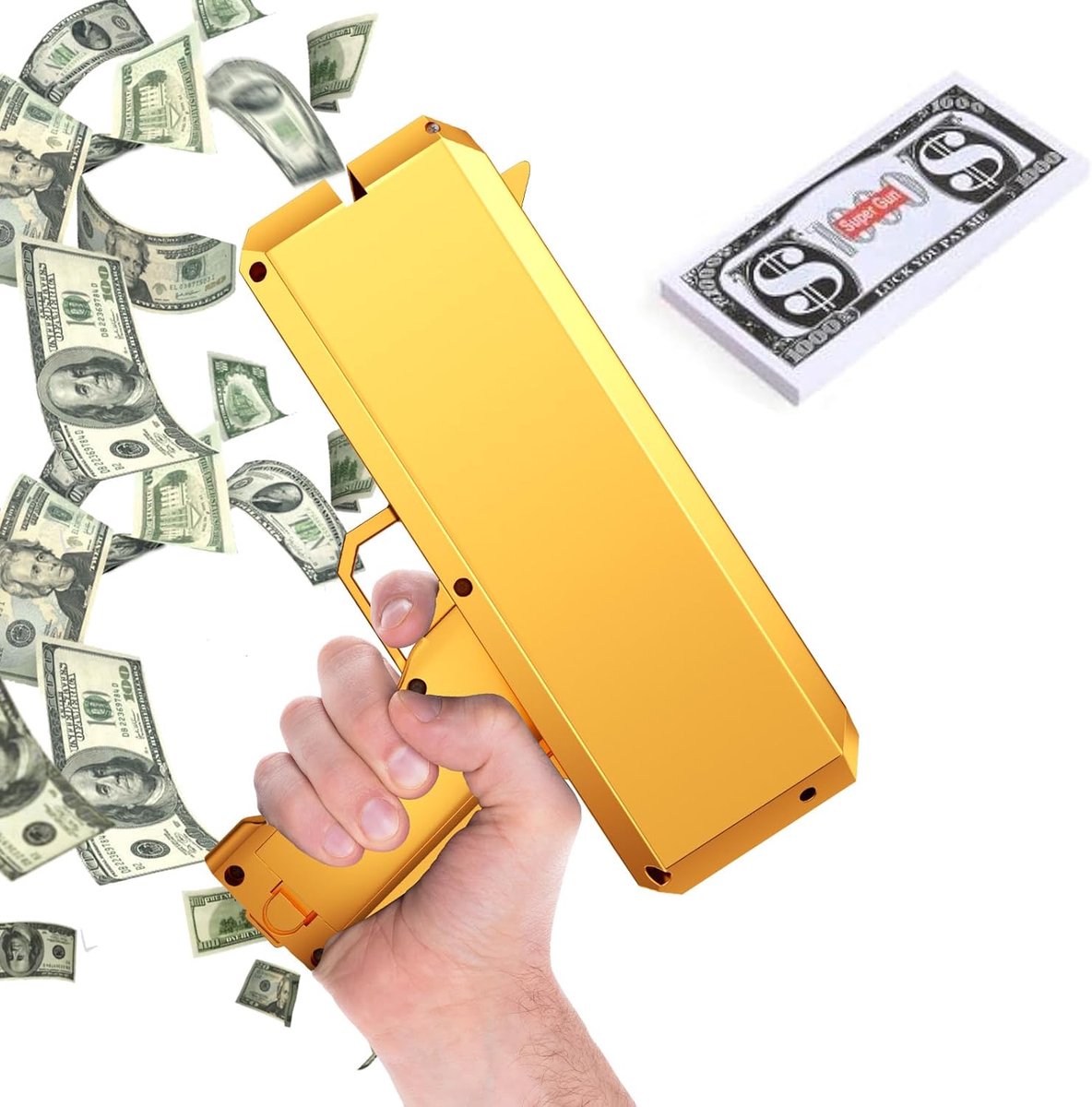 SnelShoppen - OBEST Money Gun Schietpistool, Neppapiergeld, Gouden Props Gun, Geldregen voor Feesten, Bruiloften, Party Games - Hoge Kwaliteit, Ultra