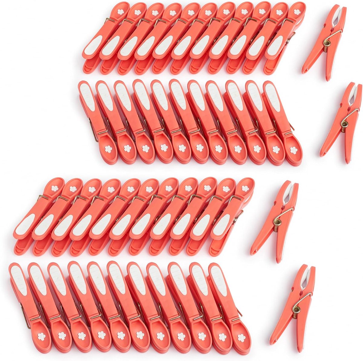 SnelShoppen - Extra Sterke Wasknijpers Bloem, 48 Stuks, Koraal-Wit, UV- en Weerbestendig, Soft Grip, Ideaal voor Binnen en Buiten Gebruik, Voor Bedden