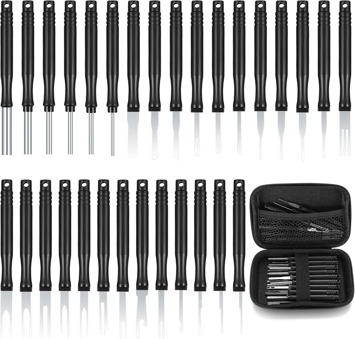 SnelShoppen - 30-delige Terminal Verwijder Tool Kit voor Auto, Voertuig Kabel Plug Uittrek Tool, Reparatie Pinning Gereedschap, Ergonomisch Ontwerp, D