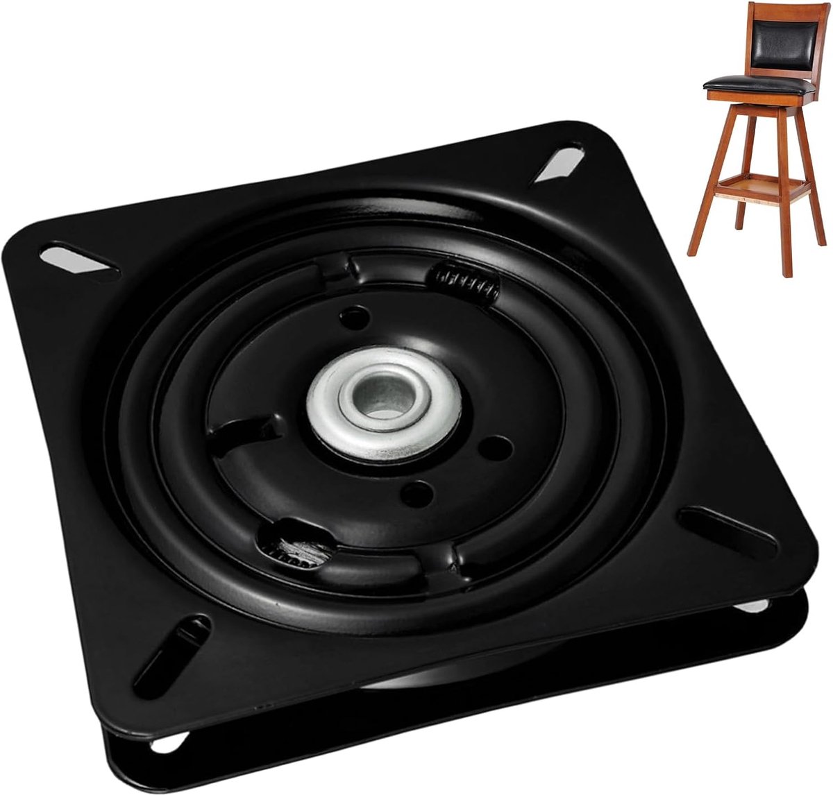 SnelShoppen - 7 Inch Draaischijf, 180° Automatische Rotatie, Zwenkplaat voor Meubels, Zware Belasting, Turntable voor Stoelen, Boekenplanken, Zwart, 1