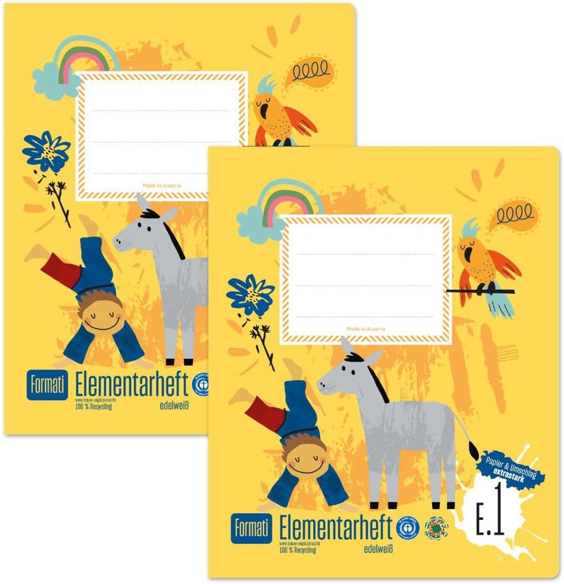SnelShoppen - Formati Elementarheft E.1 - 2 Notebooks met Oefeningen - 14 Bladen per Notitieboek - Duurzaam Schoolnotitieboek van 100% Gerecycled Papi