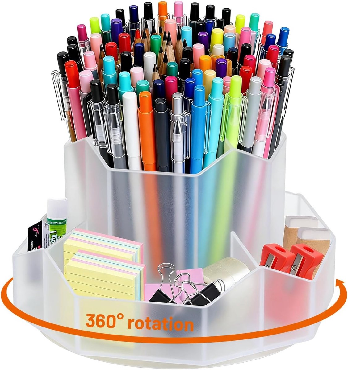 SnelShoppen - Rotating Pen Holder Desk Organizer met 9 Compartimenten - Verbeterde Grote Capaciteit - 360° Draaiend - Geschikt voor Potloden, Kleurpot