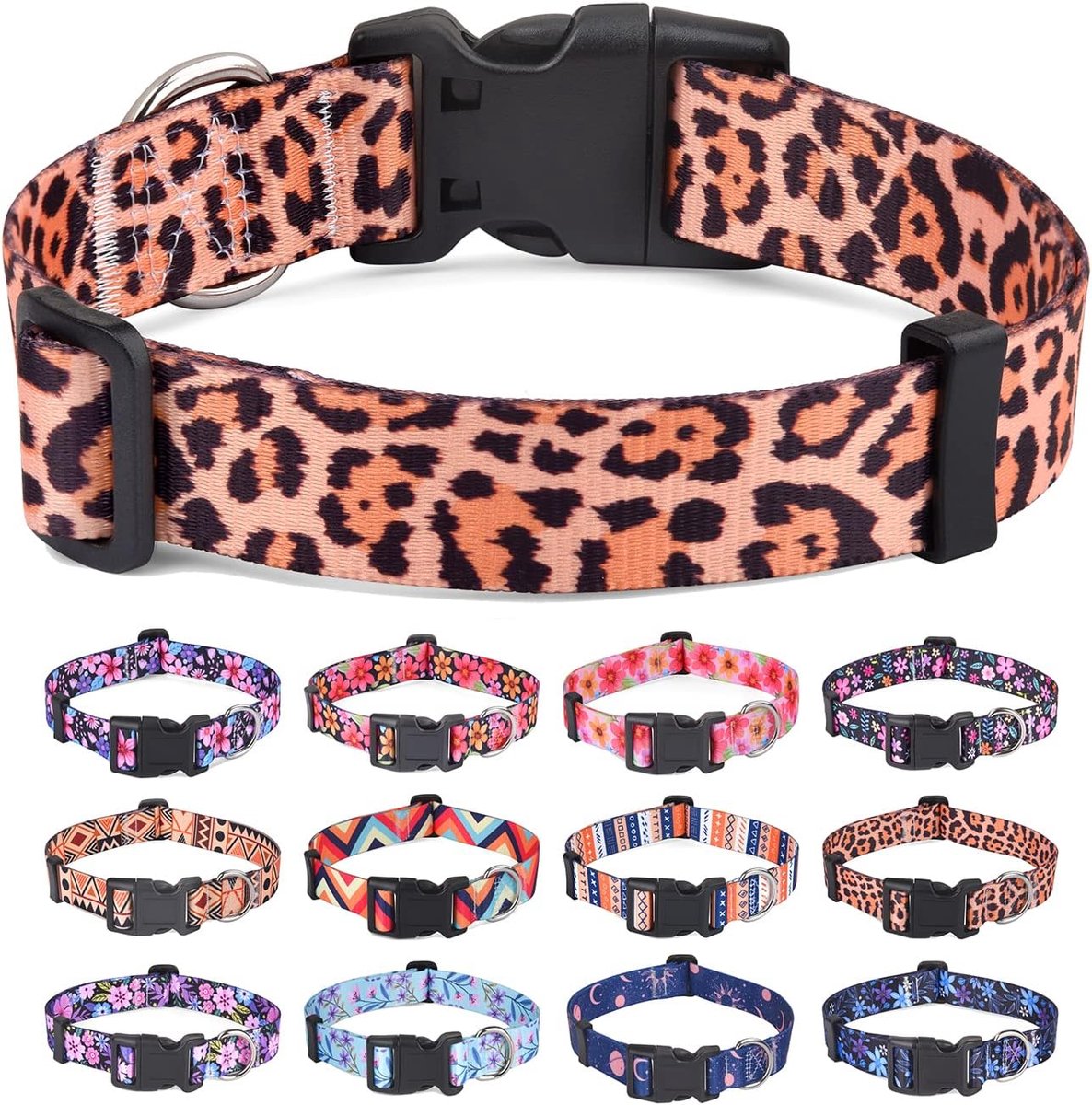 Thijox - Hondenhalsband Zacht en Comfortabel Nylon Met Bloemenpatroon - Verstelbare Hondenhalsband voor Katten, Puppy's en Honden van Kleine tot Grote