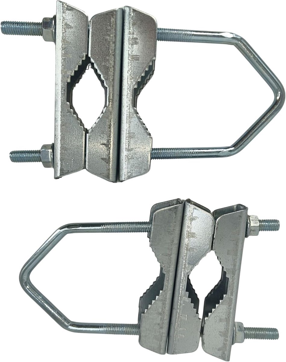 SnelShoppen - Premium Mast Klemmen voor Satellietschotel - Dubbele Beugel voor Masten tot 60 mm Ø - Galvaniseer Staal - Stevige Bevestiging
