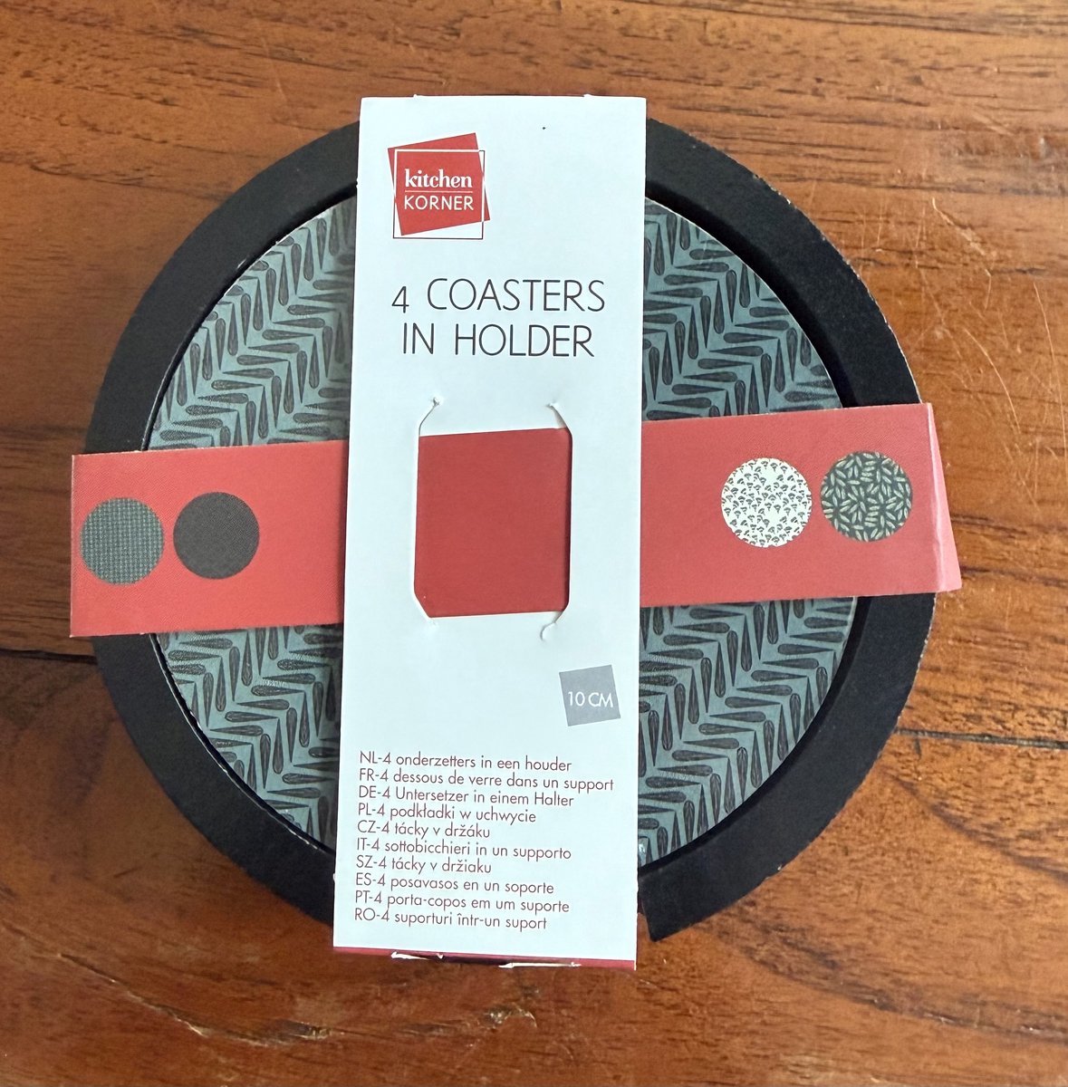 Bekeronderzetters, accessoires voor de keuken en de woonkamer, 4 stuks in houder