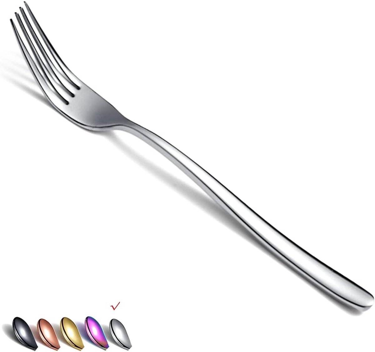 SnelShoppen - Set van 6 Tafelvorken 8 Inch - RVS Dessert- en Saladevorken - Keuken Bestek voor Feest, Partij, Thuis en Restaurant - Vaatwasmachinebest