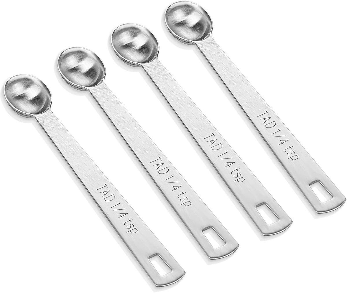 Thijox - 4 Stuks 1/4 Theelepel Roestvrij Staal | Mini Maatlepels 1,25 ml | Kleine Maatlepels voor Keuken, Bakken en Koken