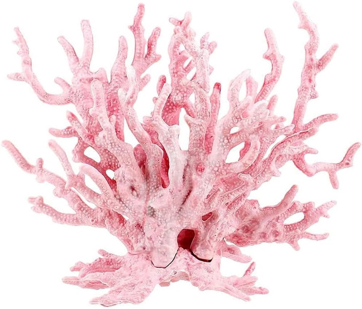 Thijox - Kunstmatig Aquarium Koraal Ornament Roze - 2 Stuks Nep Koraal Hars Levendige Waterplant Decoratie 17x13cm voor Aquarium en Terrarium