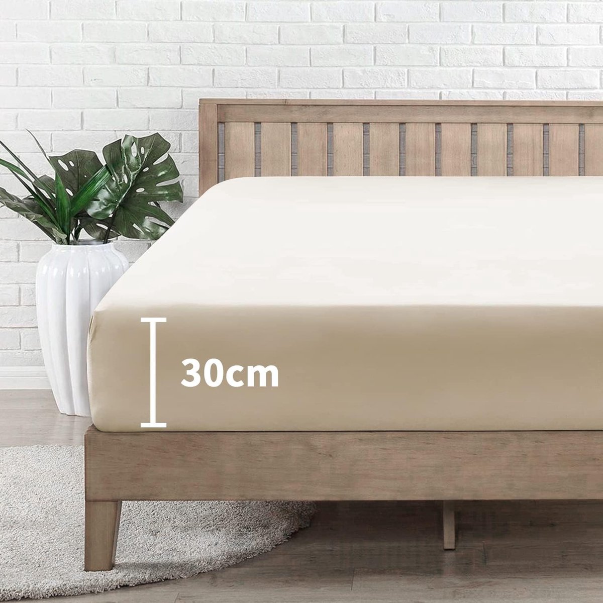 SnelShoppen - Microfiber Bedden Set 150 x 190-200 cm - 4 delige Beige Fitted Sheet en Kussenslopen voor Tweepersoonsbed - Perfecte Pasvorm