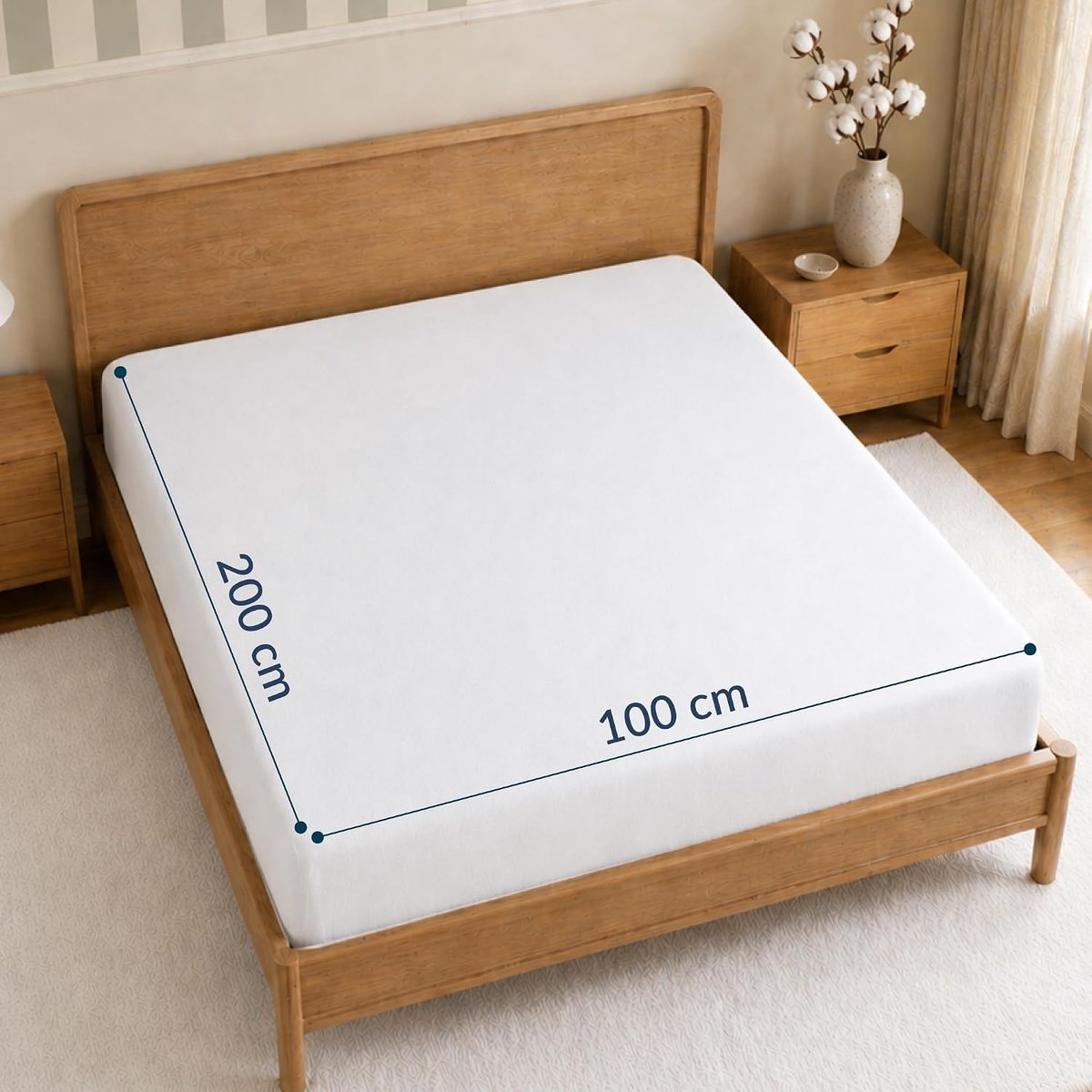 SnelShoppen - Fitted sheet 100 x 200 cm - 100% Katoen Jersey, Wit - Oeko-Tex Gecertificeerd, Ademend, Perfecte Pasvorm voor Matras, Ideaal voor Slaapk