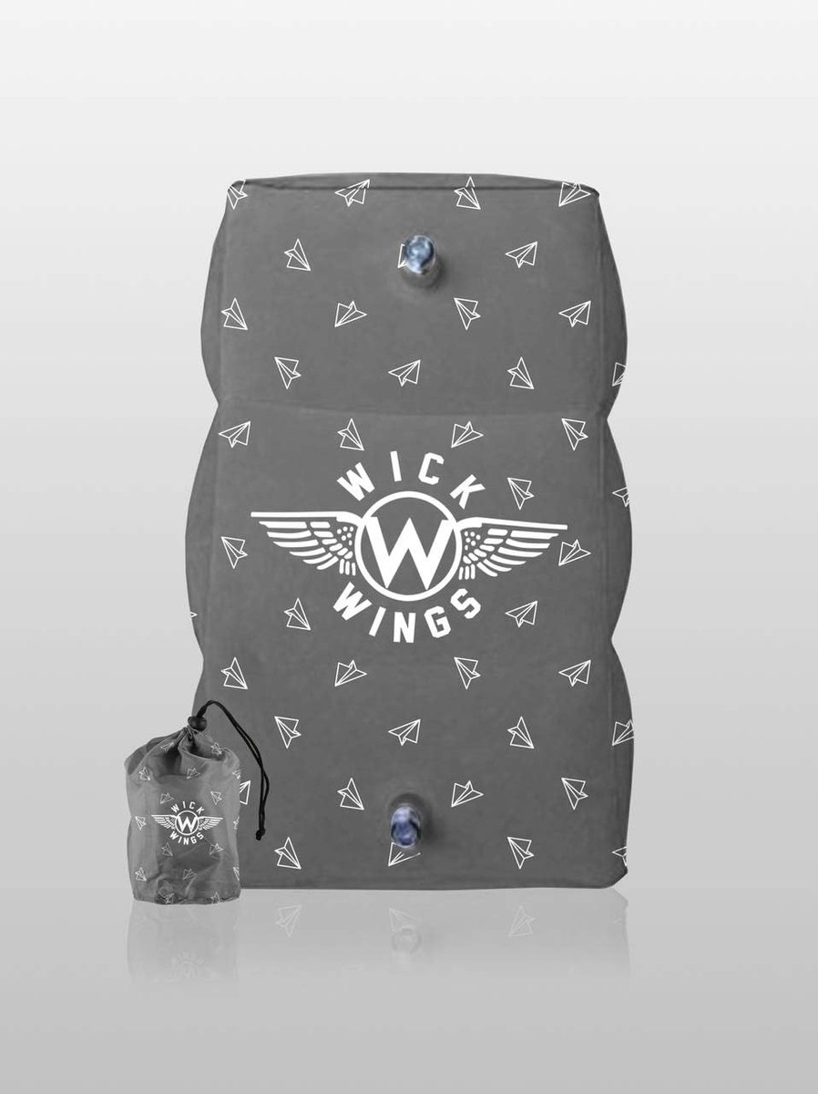 SnelShoppen - Wick Air luchtbed met super antislip, extra stabiel, 3 hoogteposities, goedgekeurd door KLM, grijs print, ideaal voor camping, feest, ki