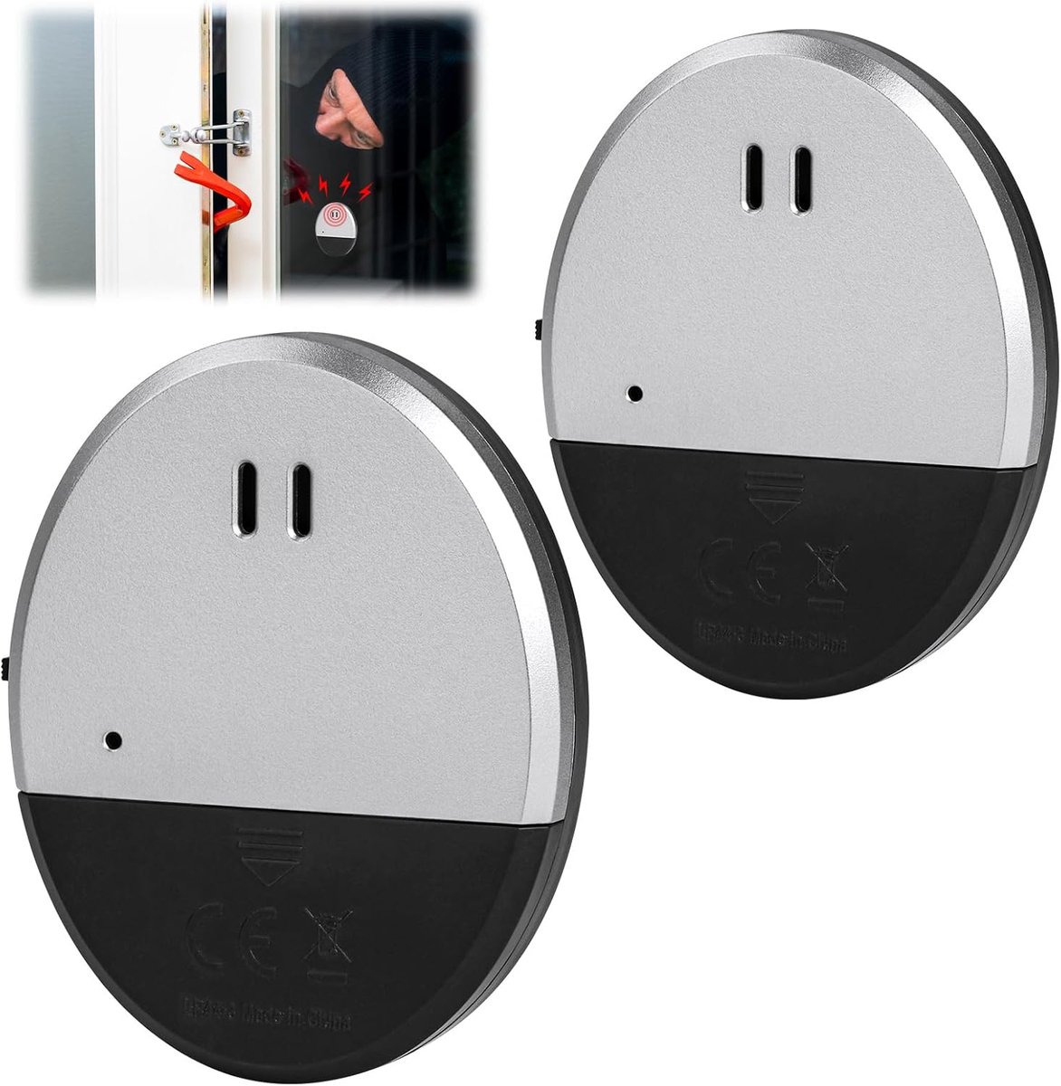 SnelShoppen - 2 Pcs Ultra Slim Window Alarm 130dB - Vibratie Alarm Sensoren voor Glasbreuk Bescherming - Ideaal voor Thuis, Kantoor, Studentenhuis en