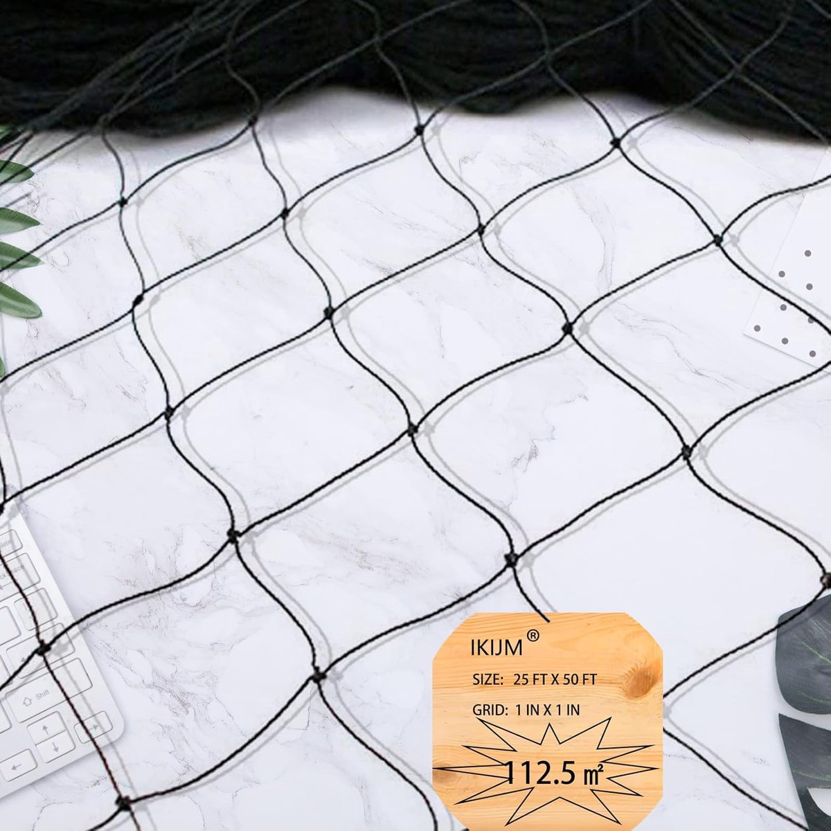 SnelShoppen - Bird Protection Net 7x15m - UV-bestendig Nylon Tuinnet voor Vogels, Fruitbomen, Duiven, Kippen en Tuinbescherming - 25x25mm Gaas