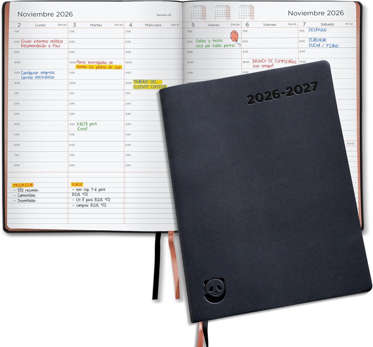 SnelShoppen - Premium Dagboek 2026/2027 A4 Spaans - Notitieboek voor School, Werk en Persoonlijk Gebruik - Luxe Hardcover, Perfect voor Plannen en Org