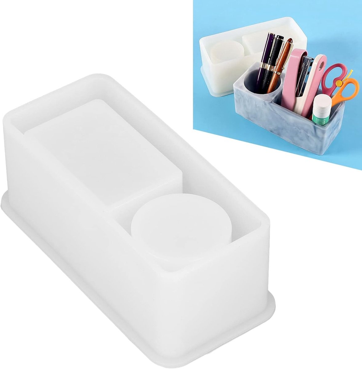 SnelShoppen - DIY Pen Tray Mould, Pen Holder, Siliconen Desk Mould, Opslagdoos, Creatief Kantooraccessoire voor Thuis of Op Kantoor