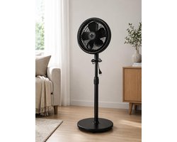 Statiefventilator - Ø 25 cm - 70W - 3 Snelheden - Verstelbare Hoogte (90-125 cm) - zwart