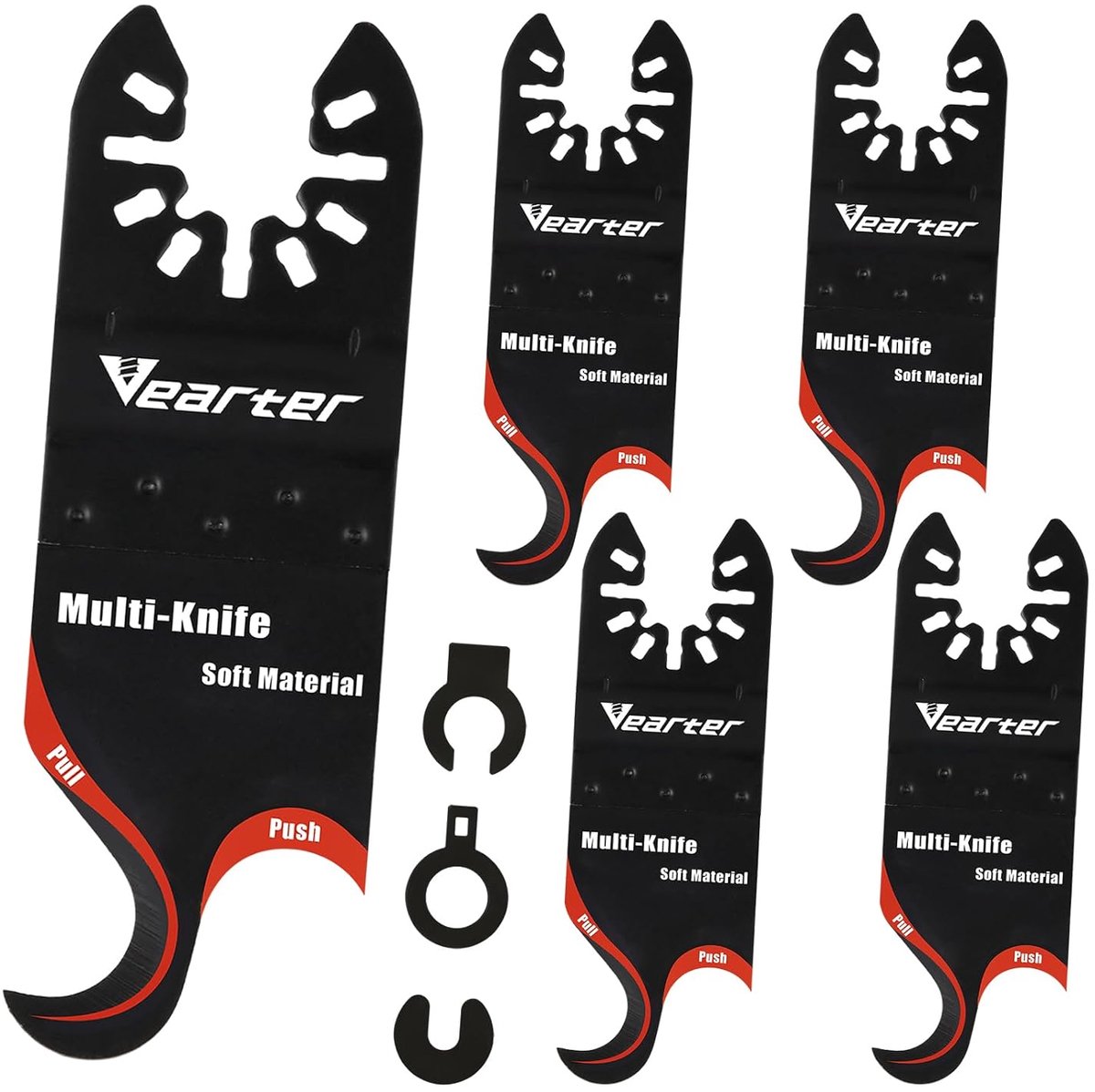 SnelShoppen - 5 Pcs Multitool Zaagbladen met Haakmes, Carbon Staal Multitool voor Snijden van Vloerkleden, Karton en Leer - 95mm