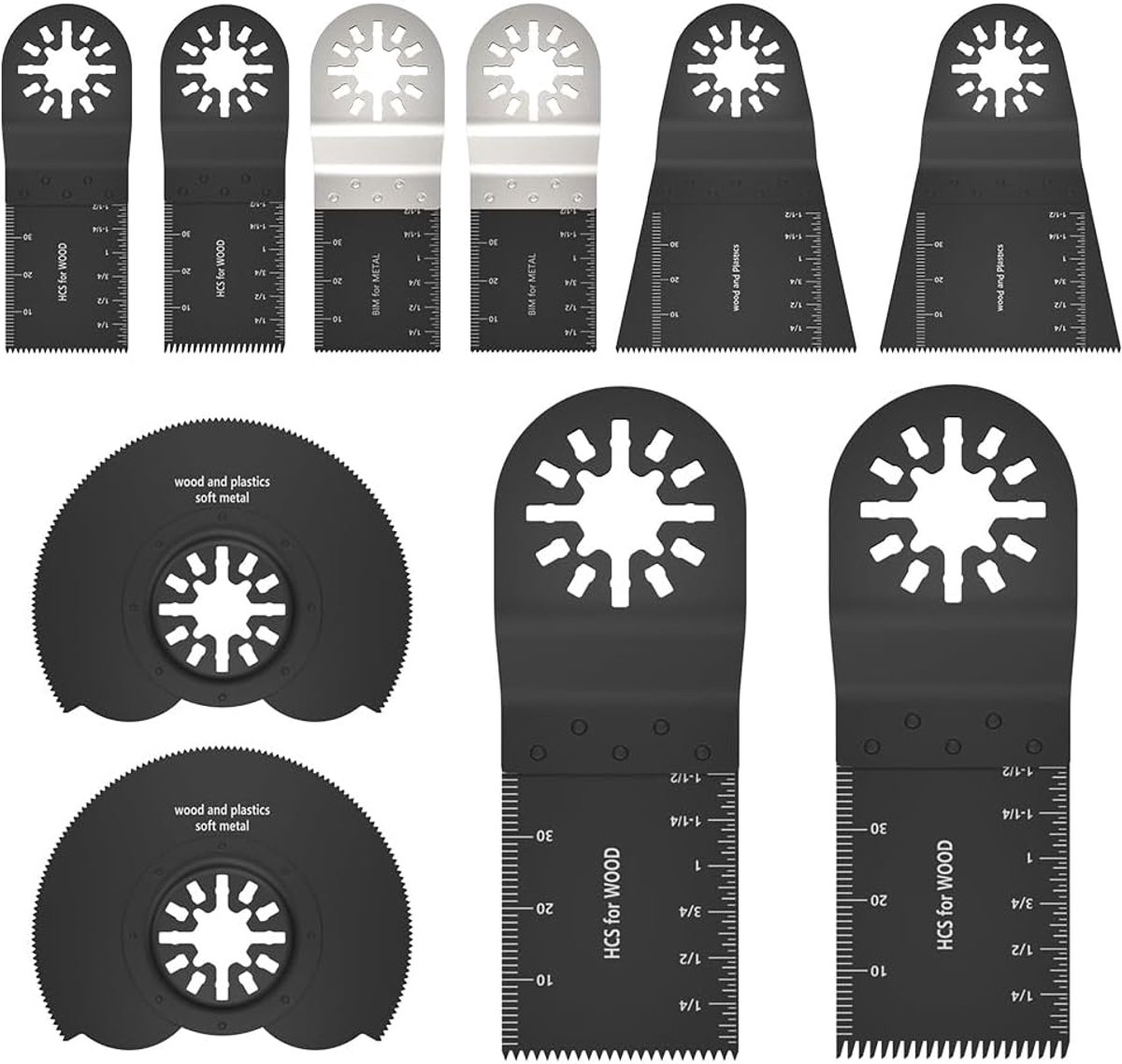 SnelShoppen - 10 Stuks Multitool Zaagbladen Bimetal Oscillerend voor Metaal, Hout en Kunststof, Hoogwaardige Multitool Set, Antiroest Coating, Precisi