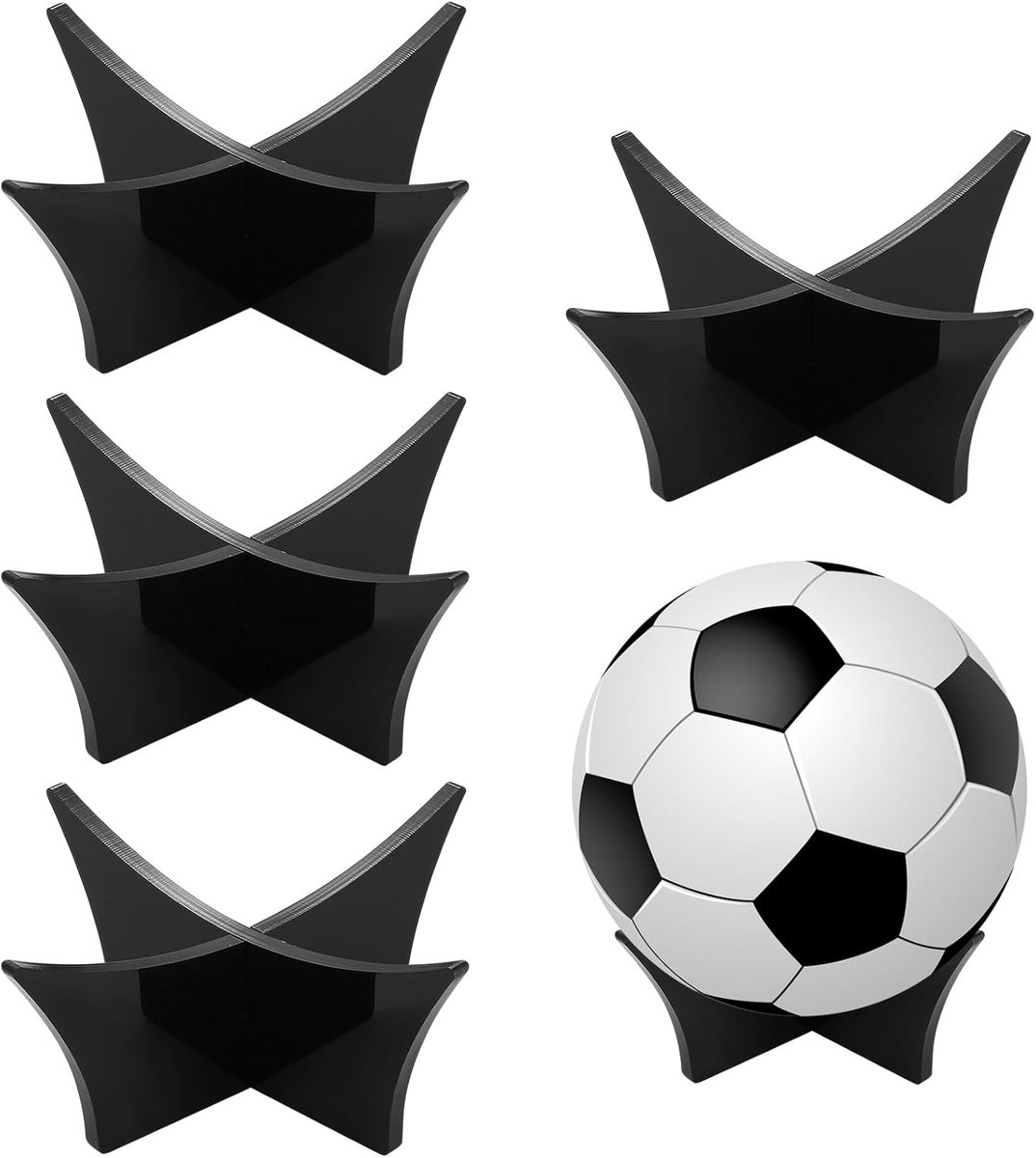 SnelShoppen - 4 Pcs Acryl Ballenhouder voor American Football, Voetbal, Basketbal, Volleybal, Handbal, Bowling - Zwart - Duurzaam en Stabiliteit - Per