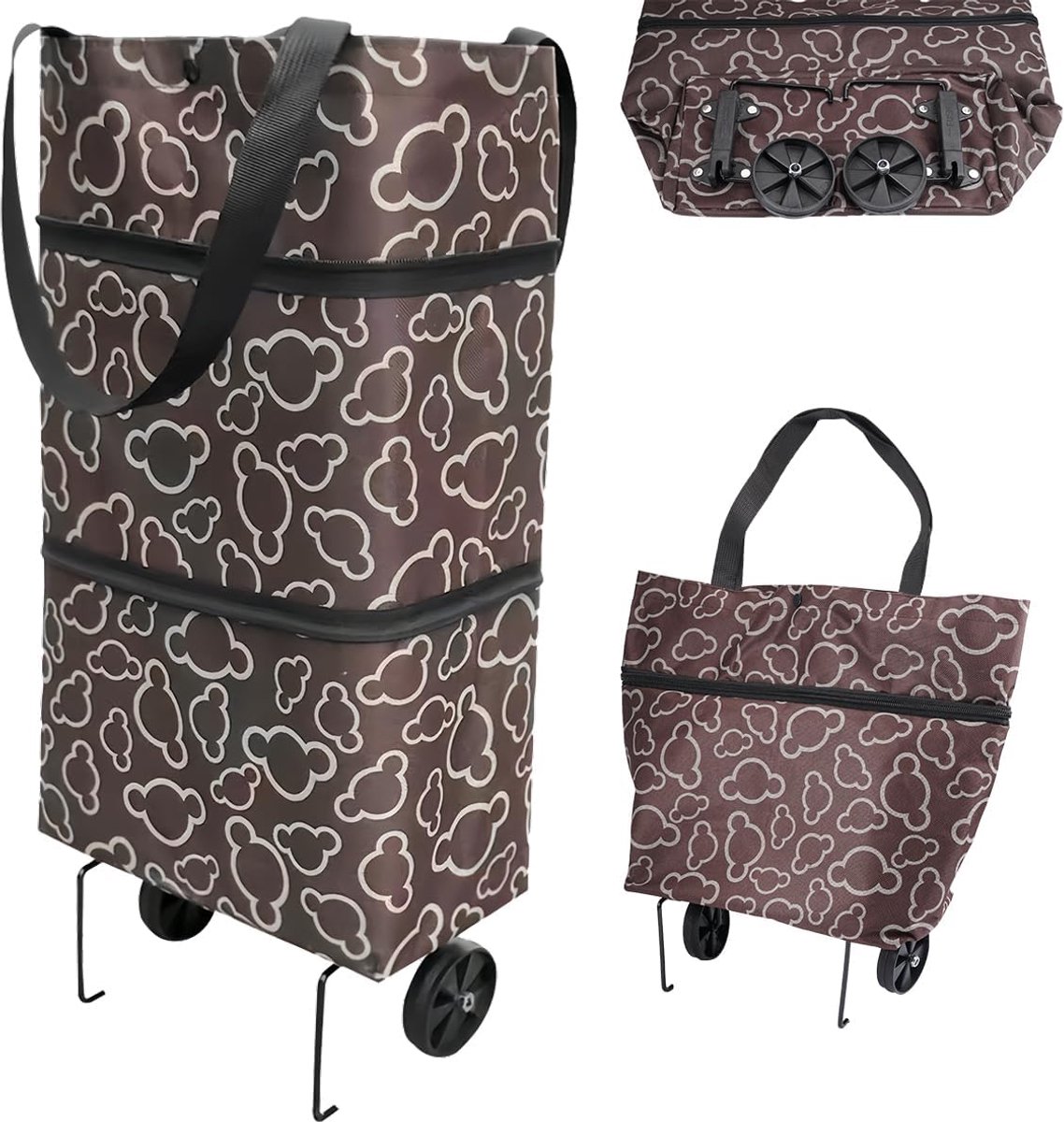SnelShoppen - Vouwbare winkelwagentje met wielen - Multifunctioneel - Robuust - Wit - Lichtgewicht en compact - Perfect voor boodschappen, tuin en mee