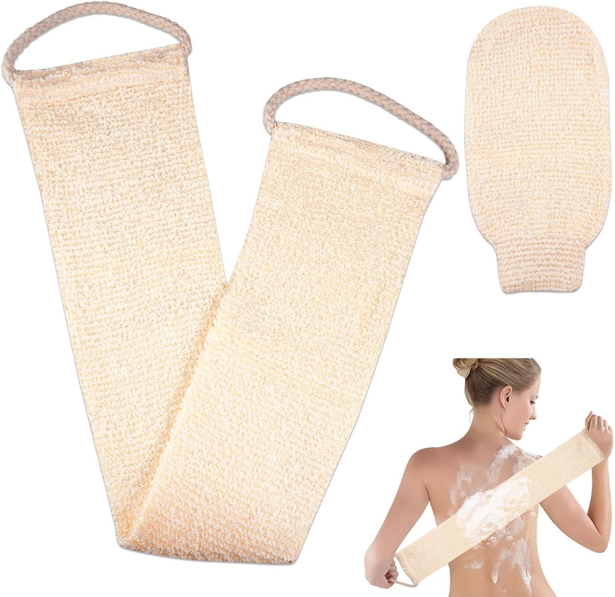 SnelShoppen - Double Sided Exfoliating Soap Tape met Glove en Back Rubber - Peeling Handschoenen voor Dode Huid - Badaccessoires voor Mannen en Vrouwe