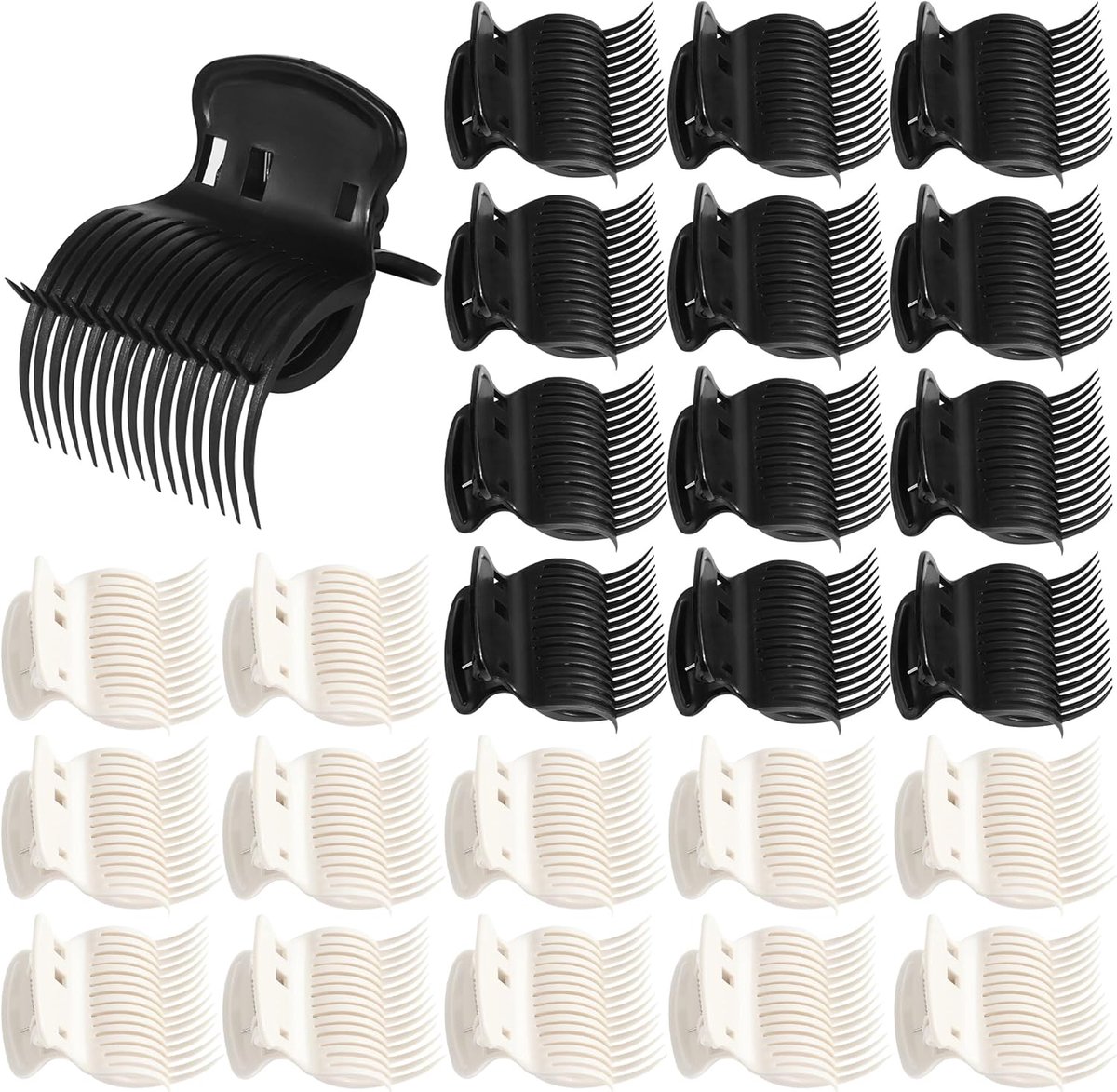 Thijox - 24 stuks Hot Roller Clips, krulspeld klemmen voor vrouwen en meisjes, thermisch geïsoleerde haarclips, zwart en wit, voor perfecte krullen en