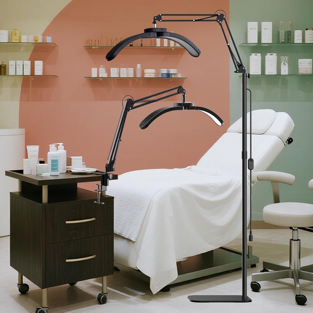 SnelShoppen - Half Moon Light met Desktop Clip, Vouwbare LED Lamp voor Wimperextensions, Verstelbare Verlichting met Telefoonhouder, Mobiele Verlichti