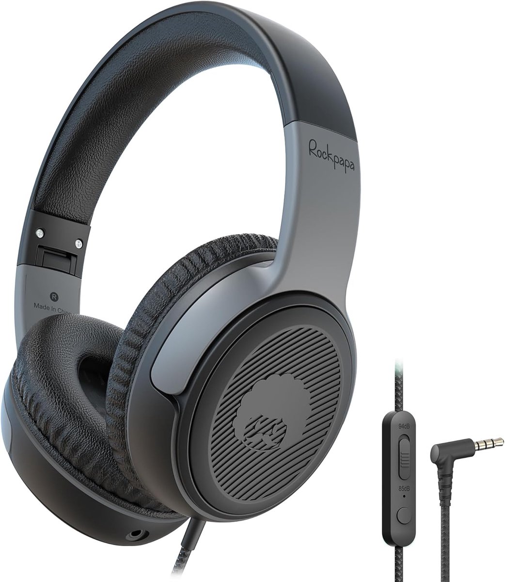 SnelShoppen - Kinder Hoofdtelefoon met Kabel en Microfoon, 85 dB/94 dB Volumebegrenzing, Opvouwbaar, Ideaal voor School, Meisjes & Jongens, Delen met