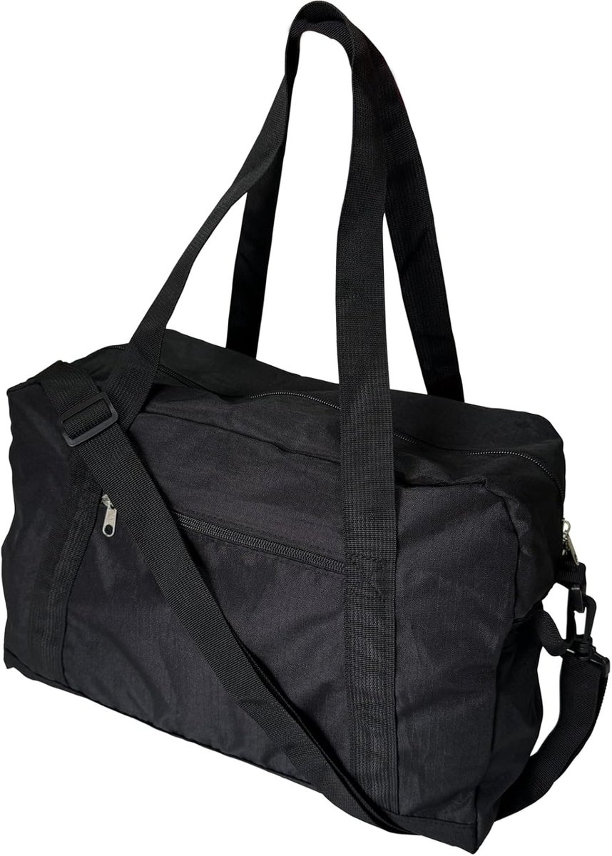 SnelShoppen - 25L Gym Bag, Weekender Bag, Nacht Bag, Handbagage, Reis Bag voor Sport, Yoga, Camping, Trekking, Unisex, Zwart