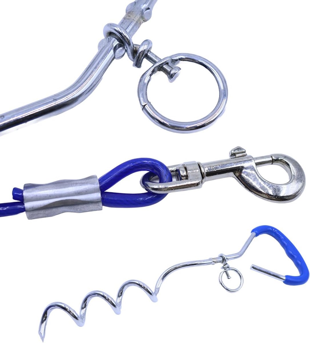 SnelShoppen - Outdoor Hond Pegs & Leash Set - Stevige Grondpennen en 3m Lange Hondenkettingen - Draagbare Hondenriem voor Tuin, Kamperen en Park