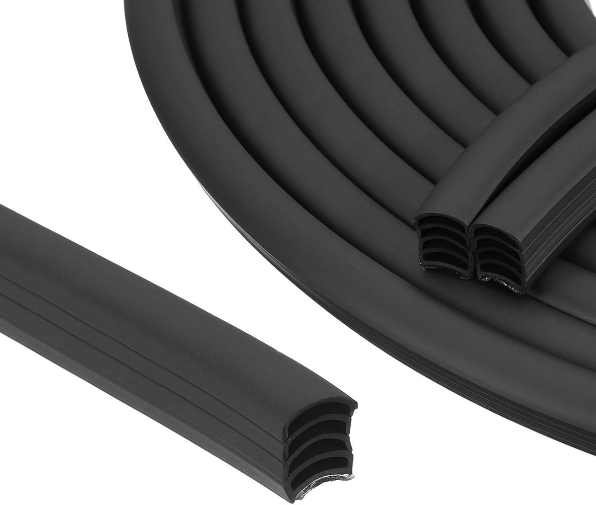 SnelShoppen - 6m Sealing Tape voor Deuren en Ramen, Zelfklevende Deurrubber, 10mm x 12mm, Geluidsisolatie, Windbescherming, Zwart, Multifunctionele St