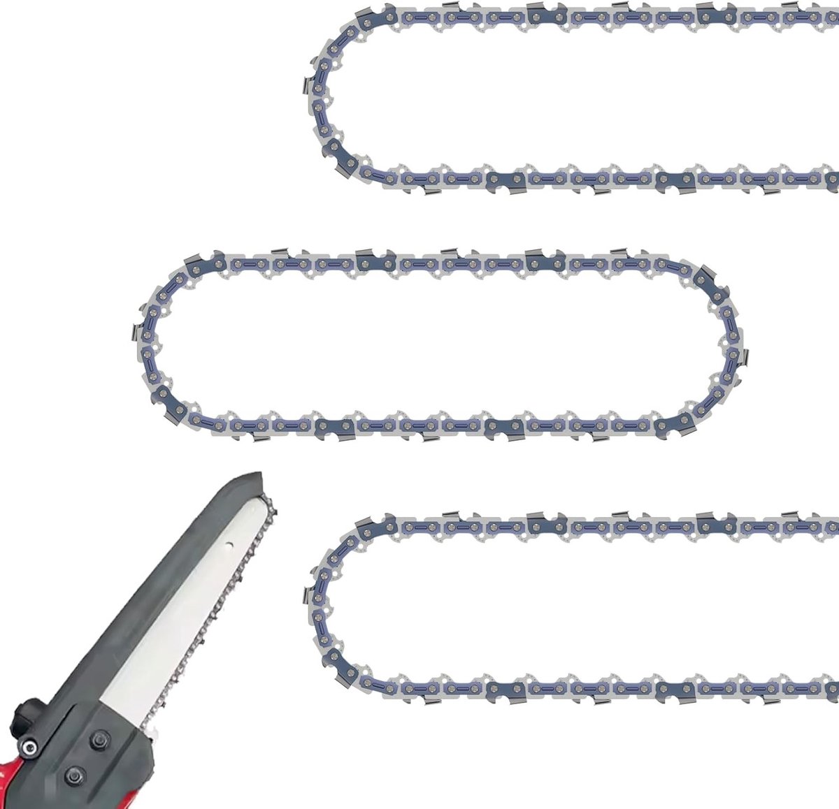 Set van 3 zaagkettingen 3/8 inch LP, 1,3 mm dik, 33 aandrijfschakels voor 20 cm zwaard, geschikt voor kettingzagen en tuinmachines