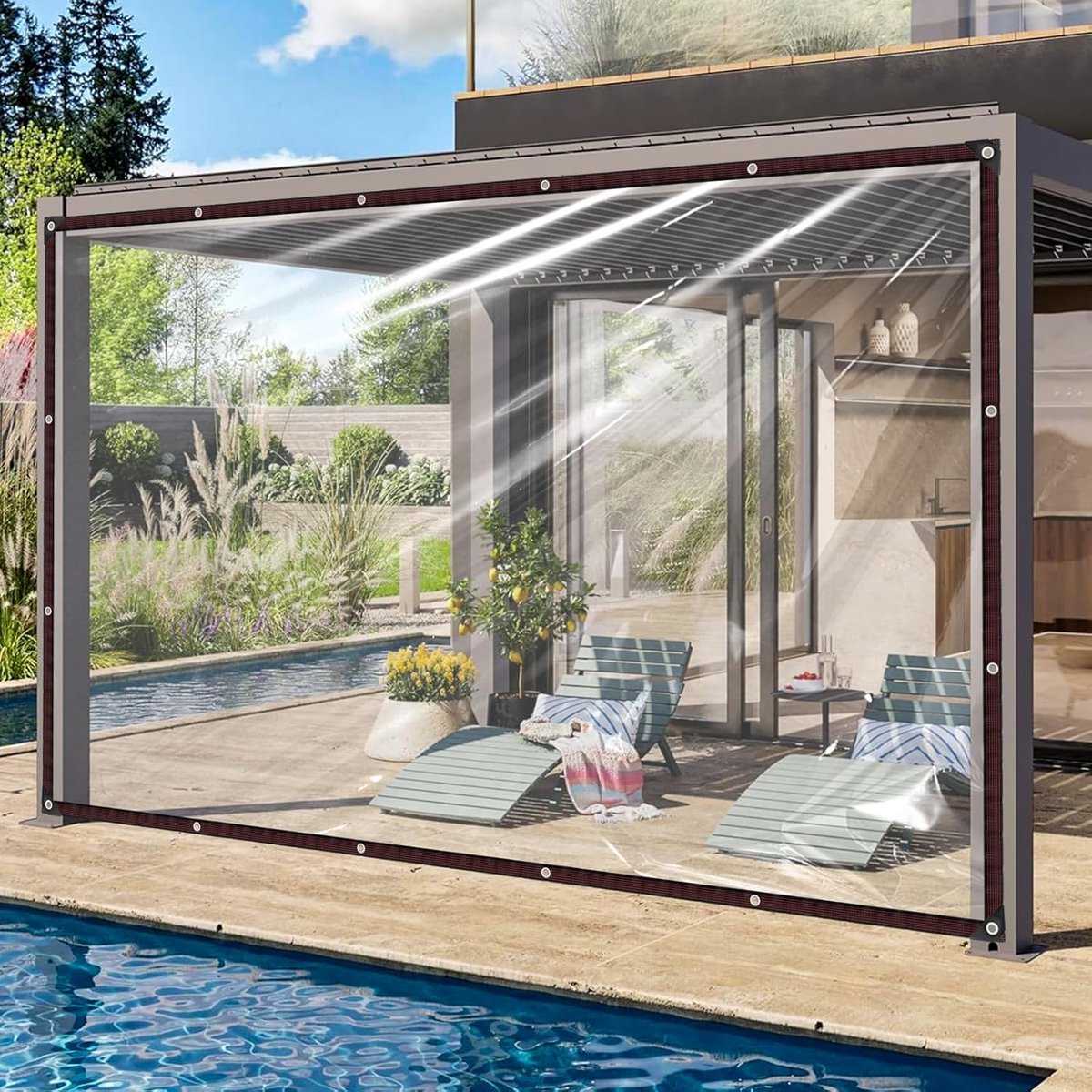 SnelShoppen - Transparante Tarpaulin 2 x 4 m - Waterdichte Tentzeil met Oogjes - Duurzaam en Weerbestendig - Multifunctionele Balkonbedekking
