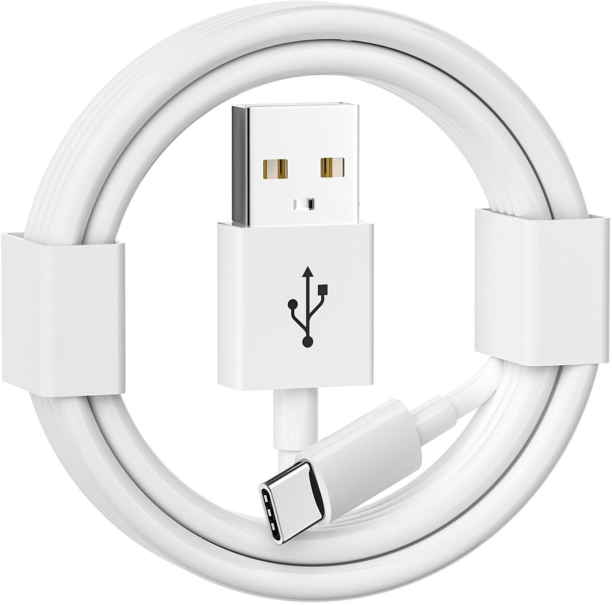 SnelShoppen - Laad- en Datakabel USB A naar USB C voor iPhone 15/16/17, CarPlay, Super Duurzaam, Geschikt voor iPad, AirPods Pro, 2 meter, Zwart