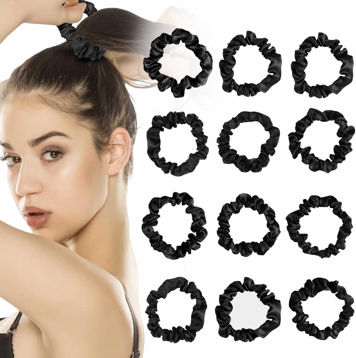Orivio - Zijden haarelastiekjes Scrunchie 12 stuks voor dames en meisjes